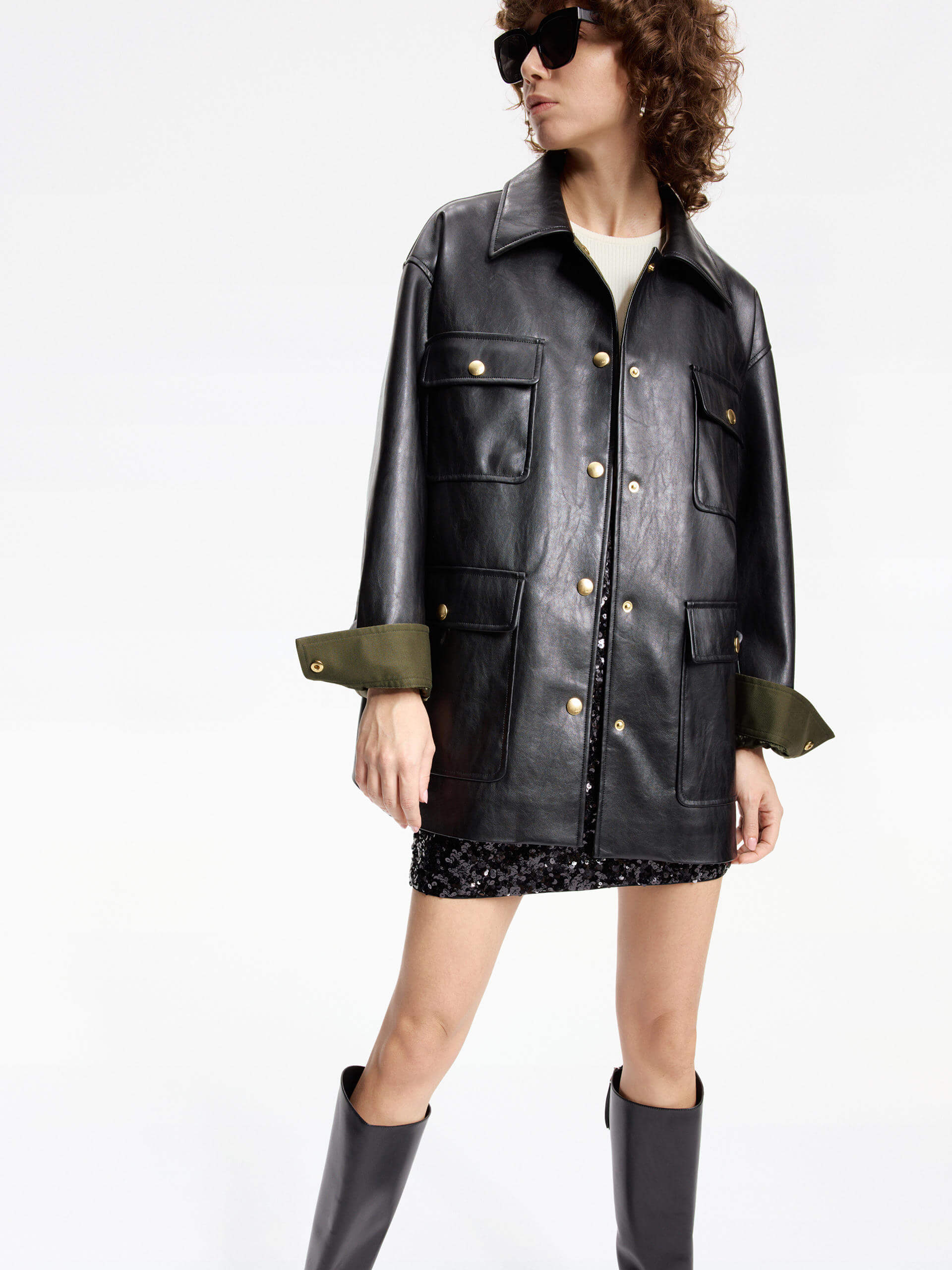 Front Pocket Leather Jacket - Image 2