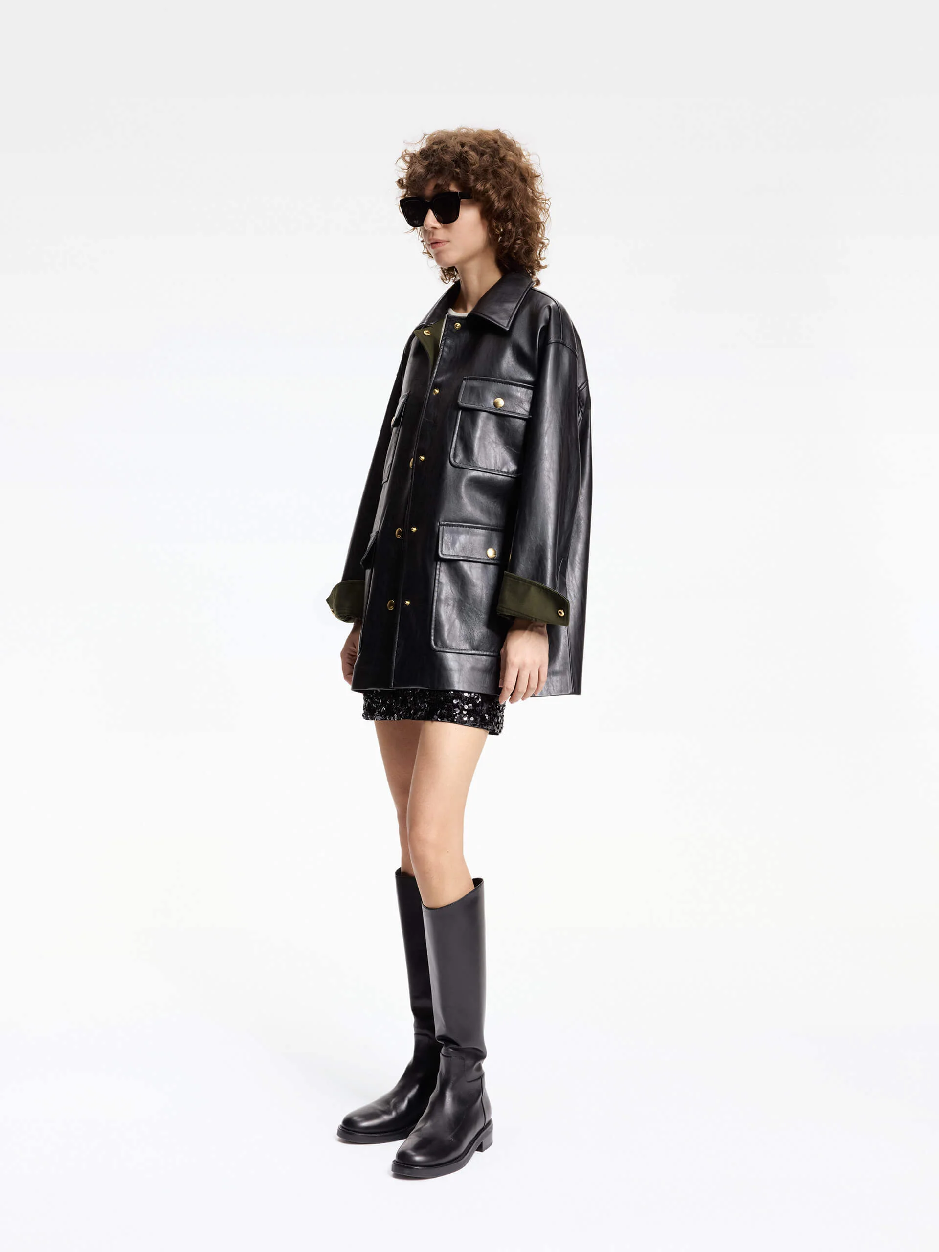 Front Pocket Leather Jacket - Image 3