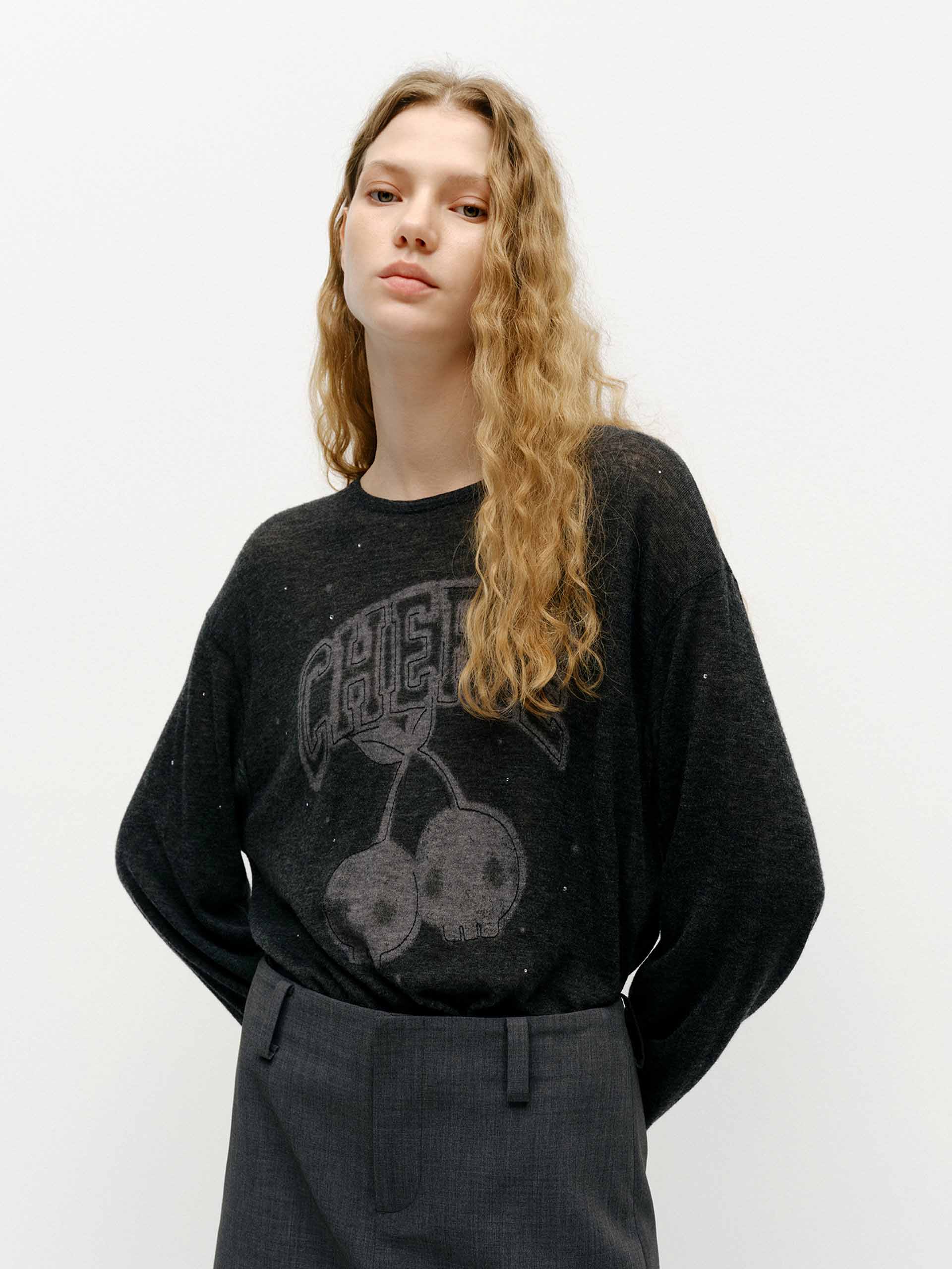 Front Print Wool Sweater