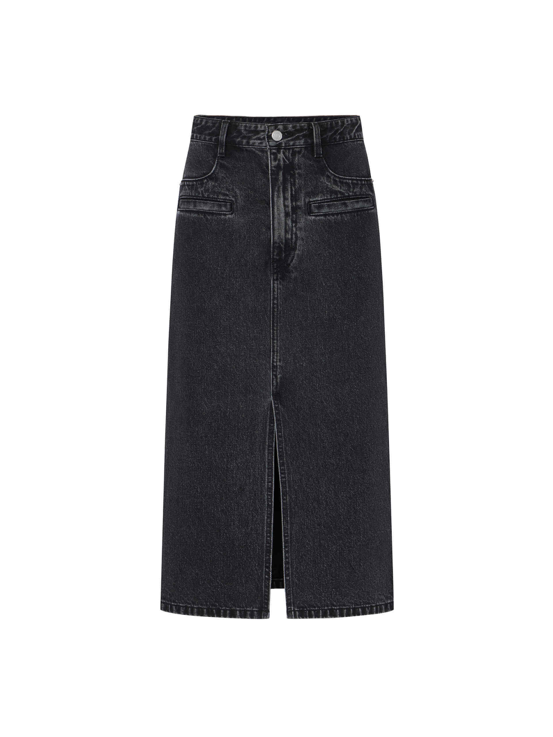 Front Slit Midi Denim Skirt - Image 7