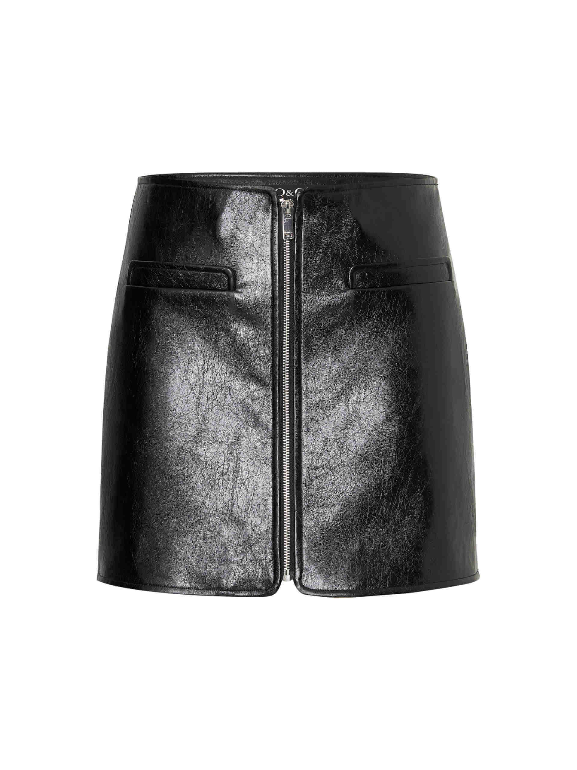 Front Zipper Leather Skirt - Image 5