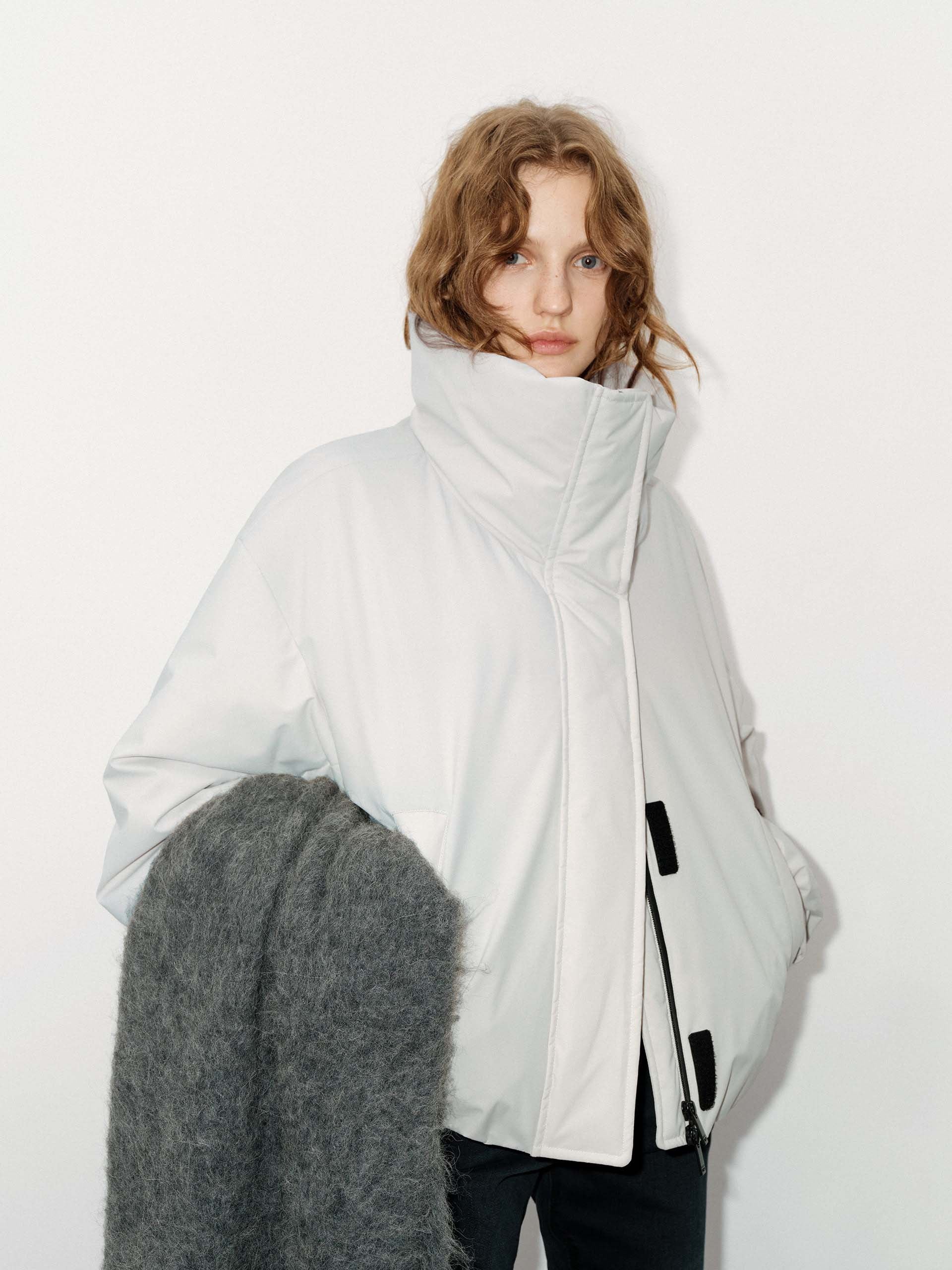 Funnel Neck Cropped Jacket - Image 2