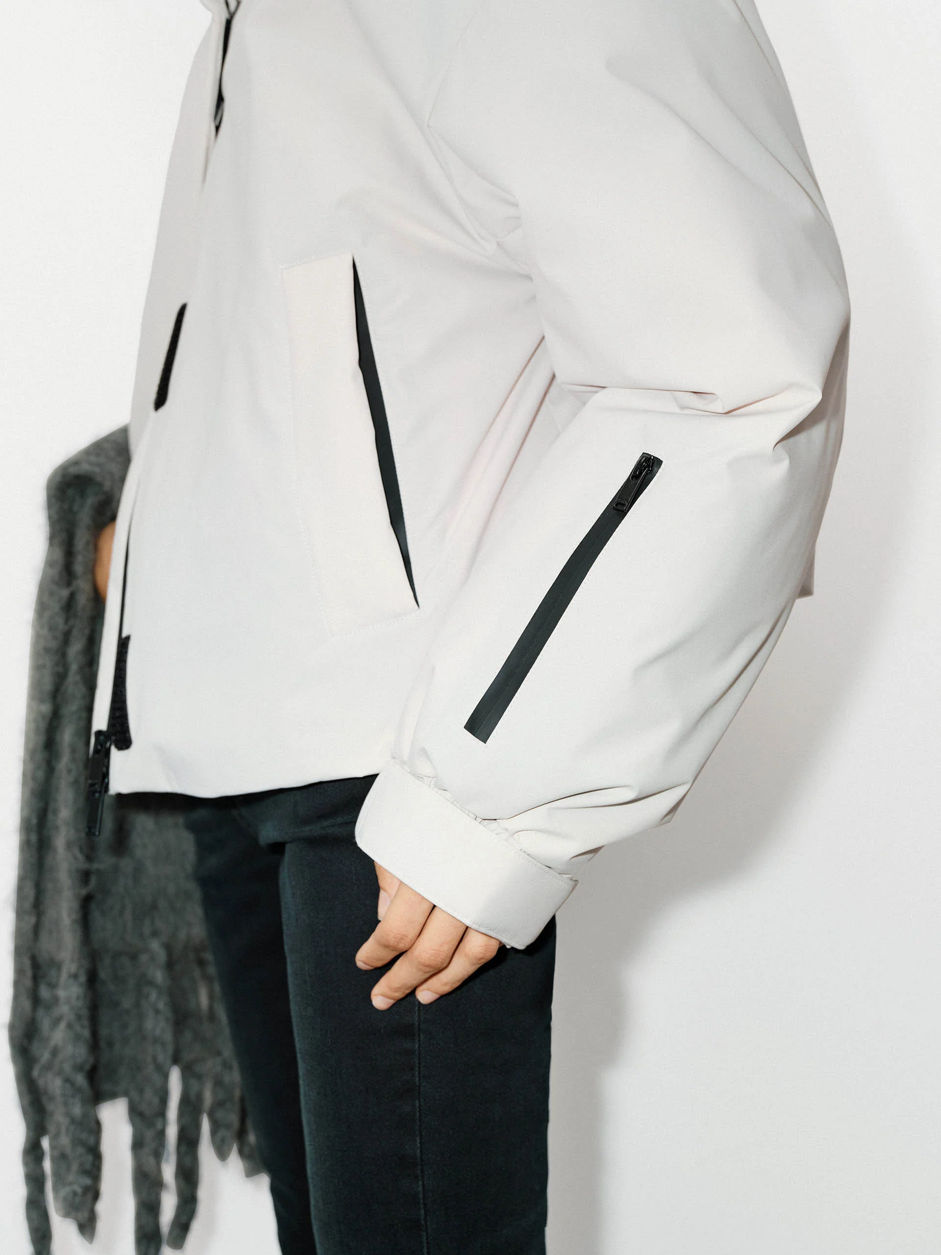 Funnel Neck Cropped Jacket - Image 6