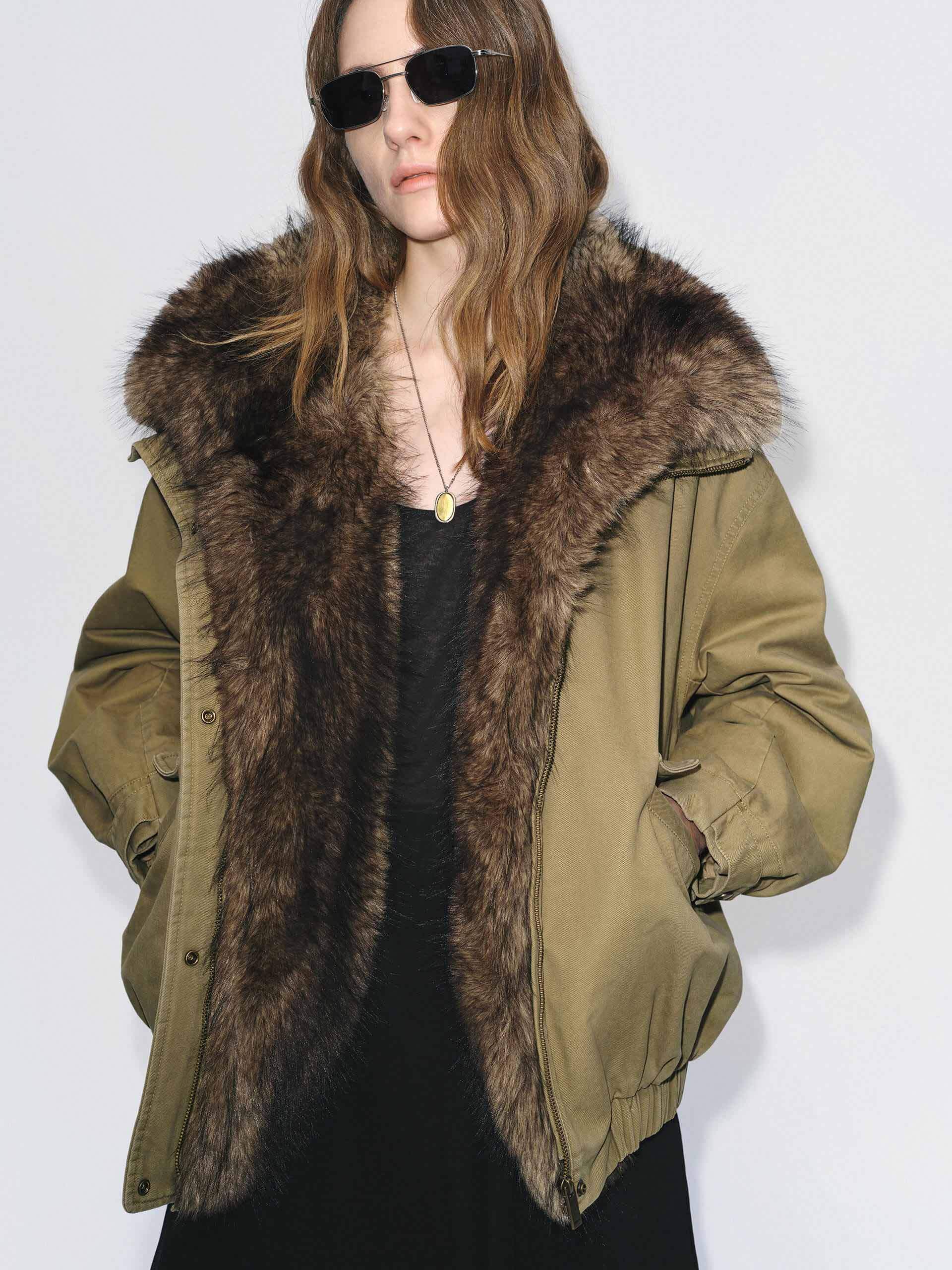 Fur Collar Cotton Coat - Image 6