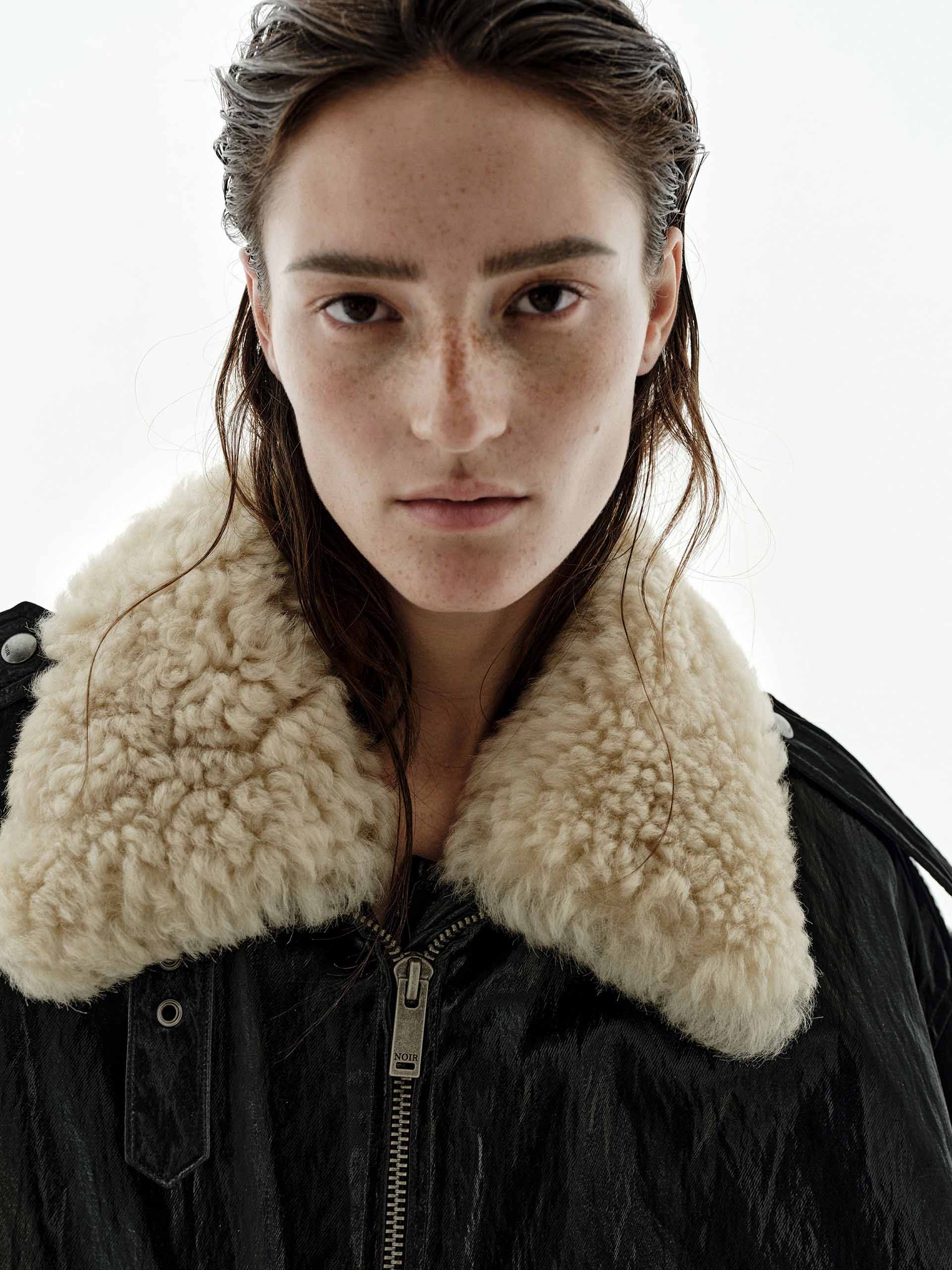 Fur Collar Leather Down Jacket - Image 7
