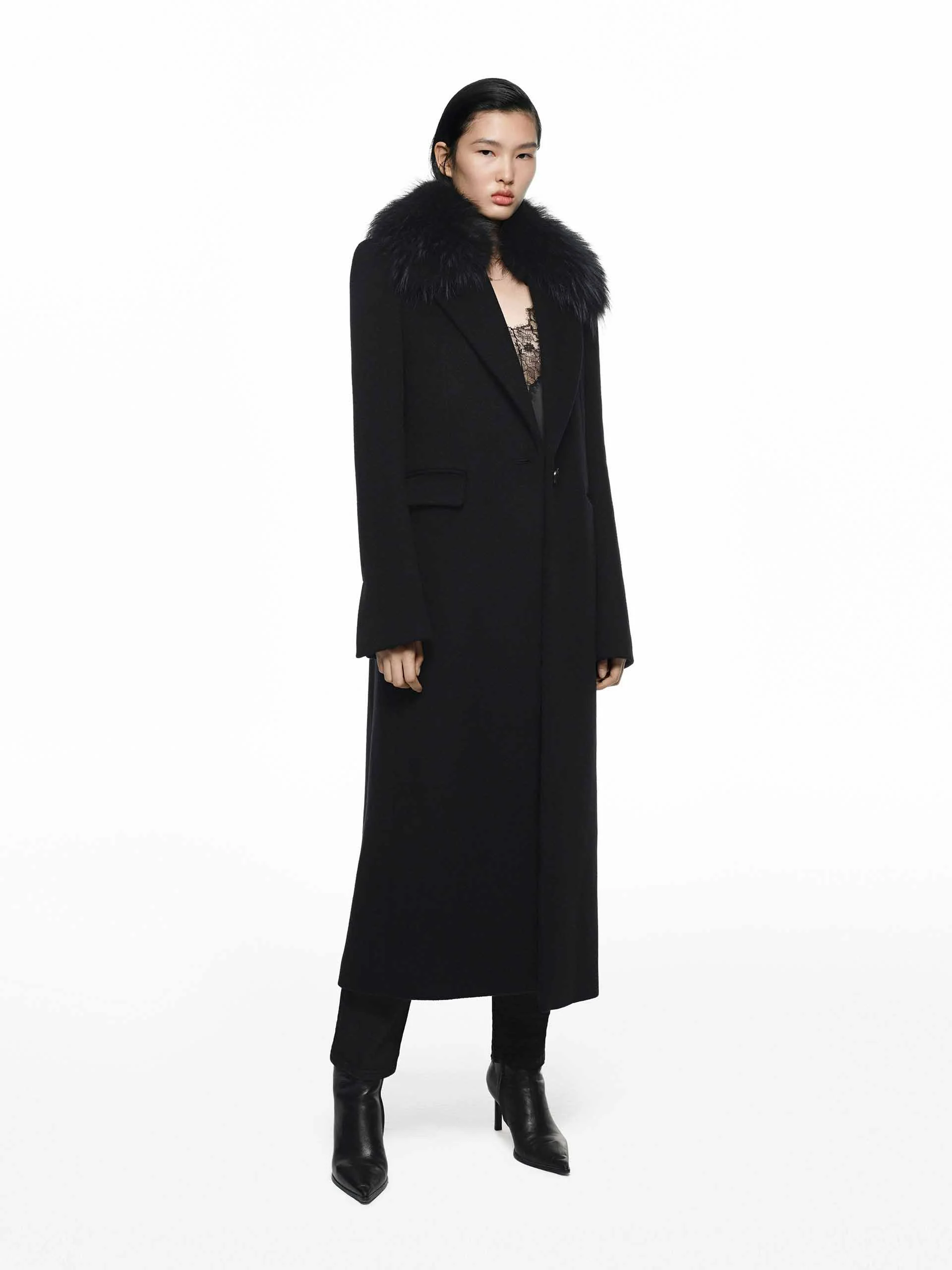 Fur Collar Structured Coat - Image 8