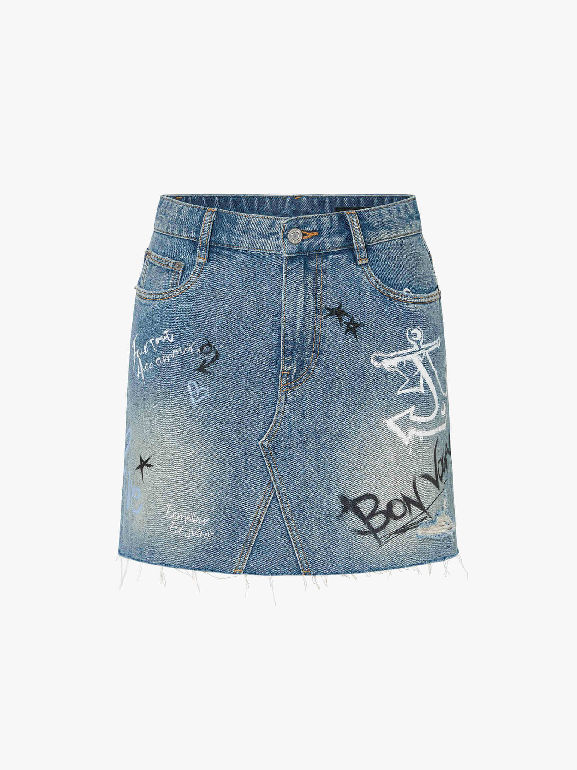 Graffiti Pattern Denim Skirt - Image 5