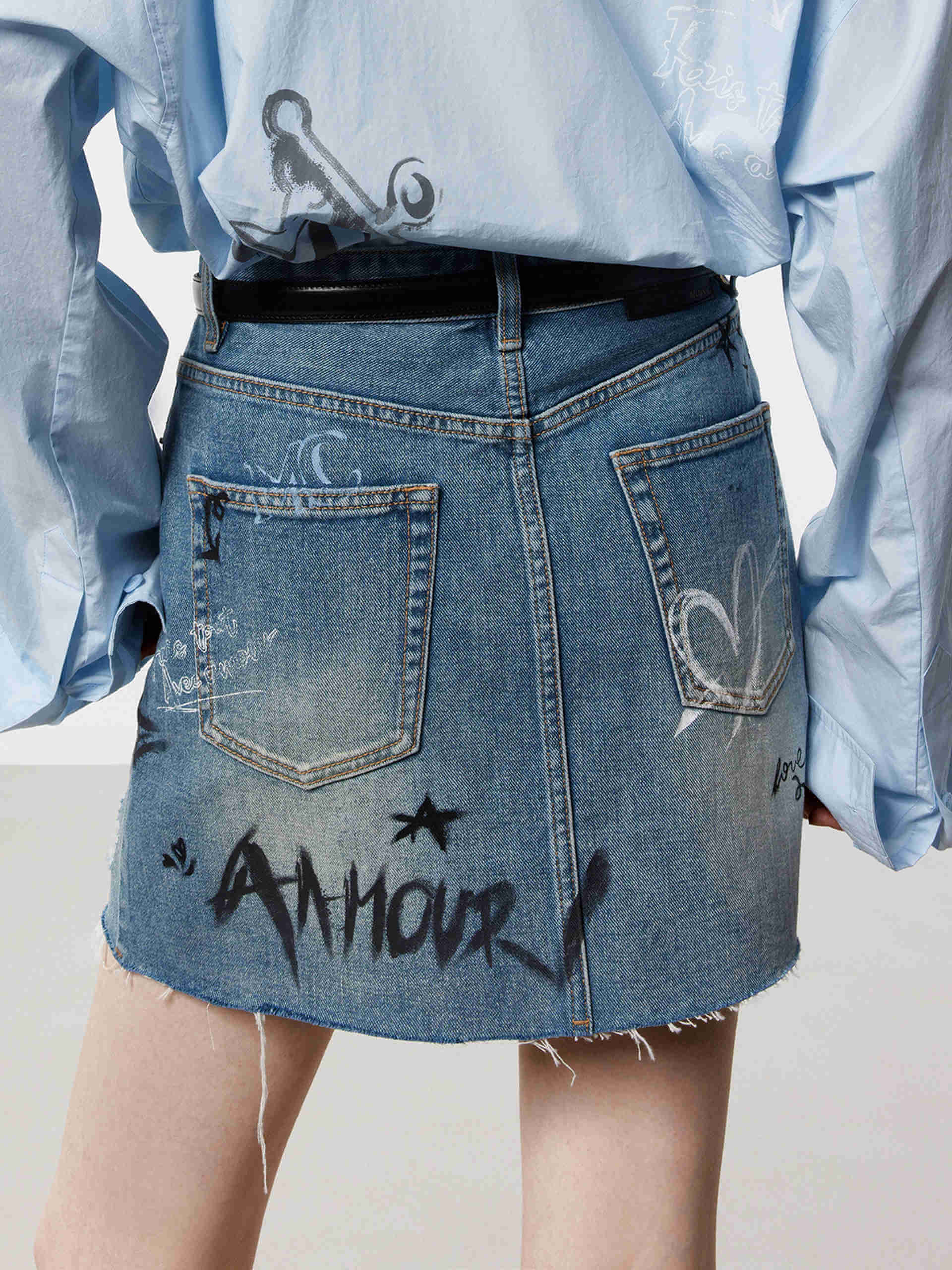Graffiti Pattern Denim Skirt - Image 7