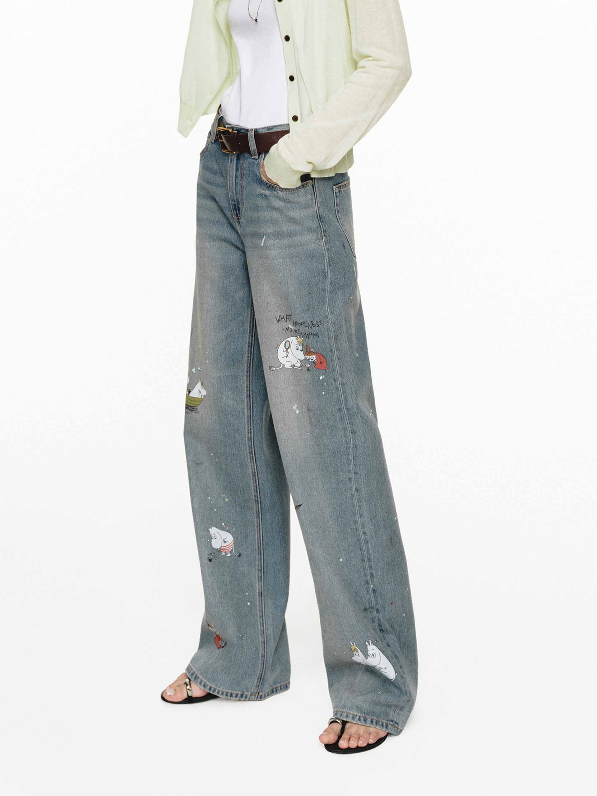 Graffiti Print Straight Jeans - Image 3
