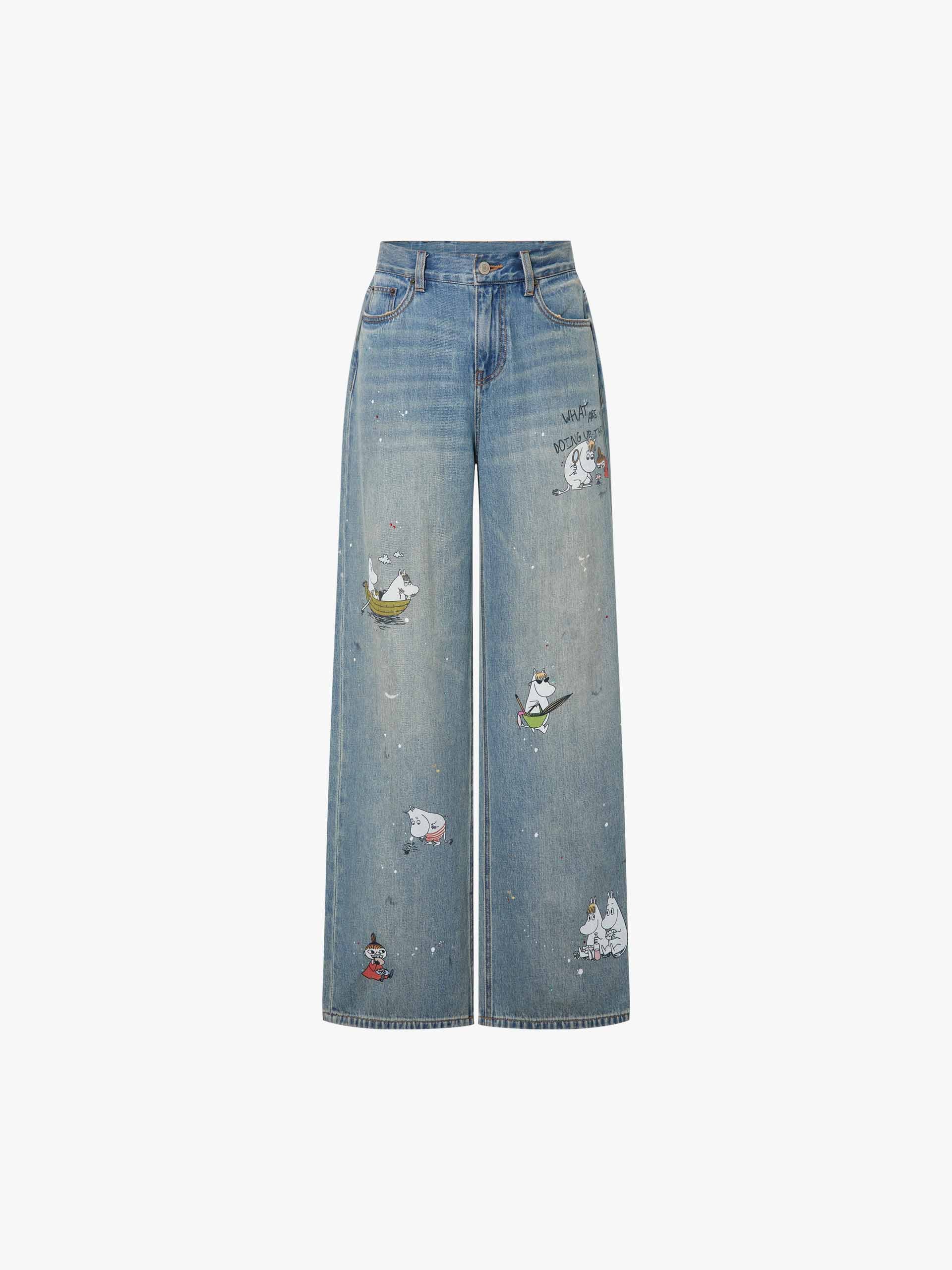 Graffiti Print Straight Jeans - Image 5