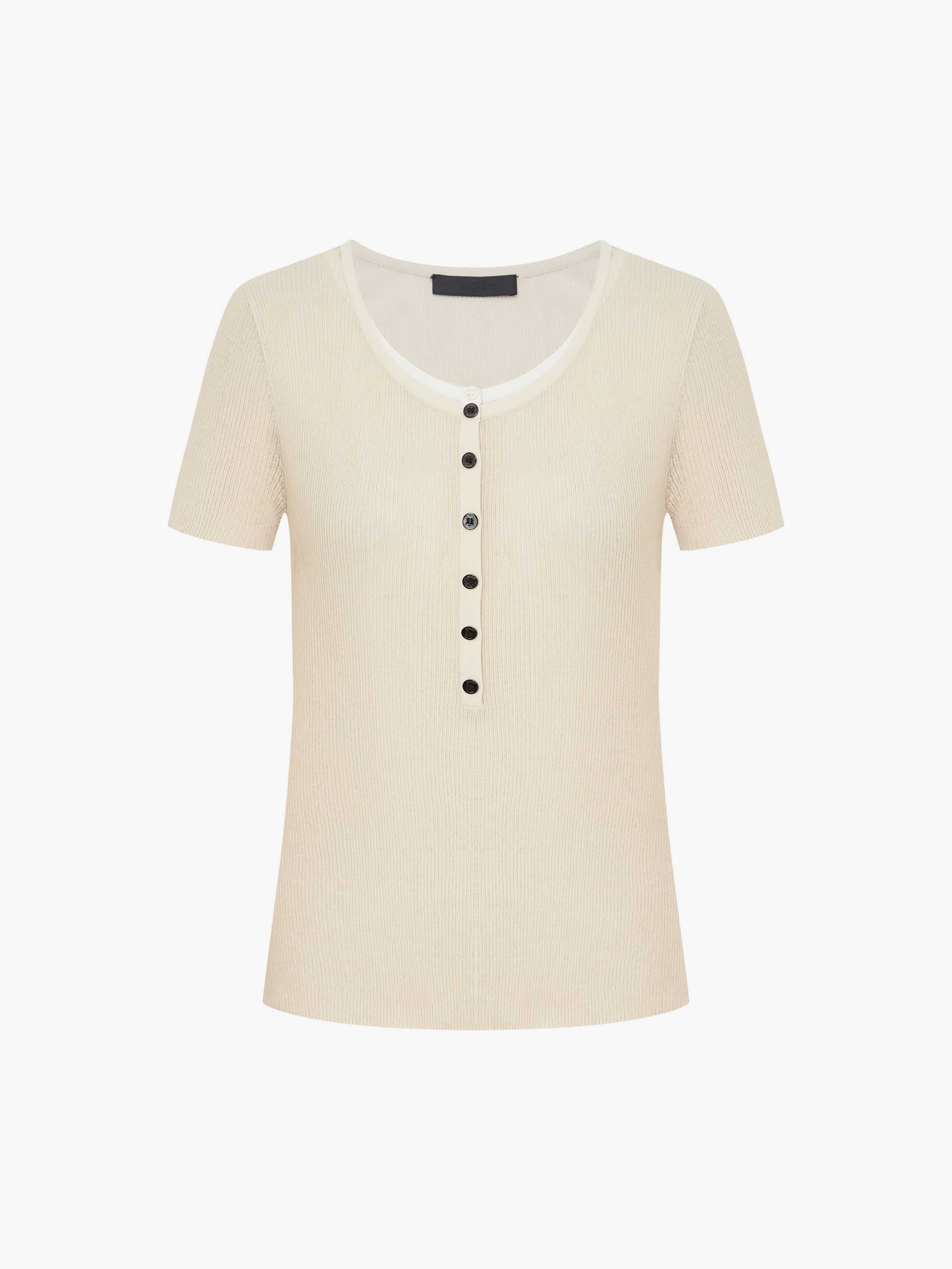 Half Button Contrast Top - Image 5