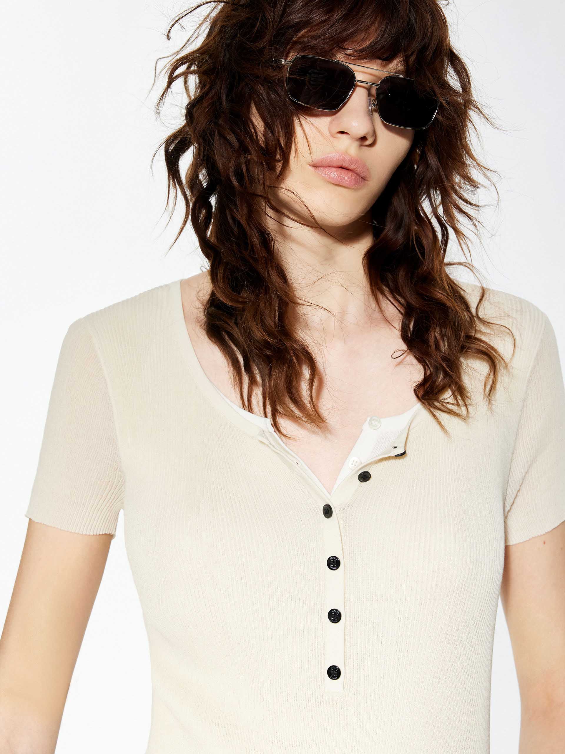 Half Button Contrast Top - Image 7