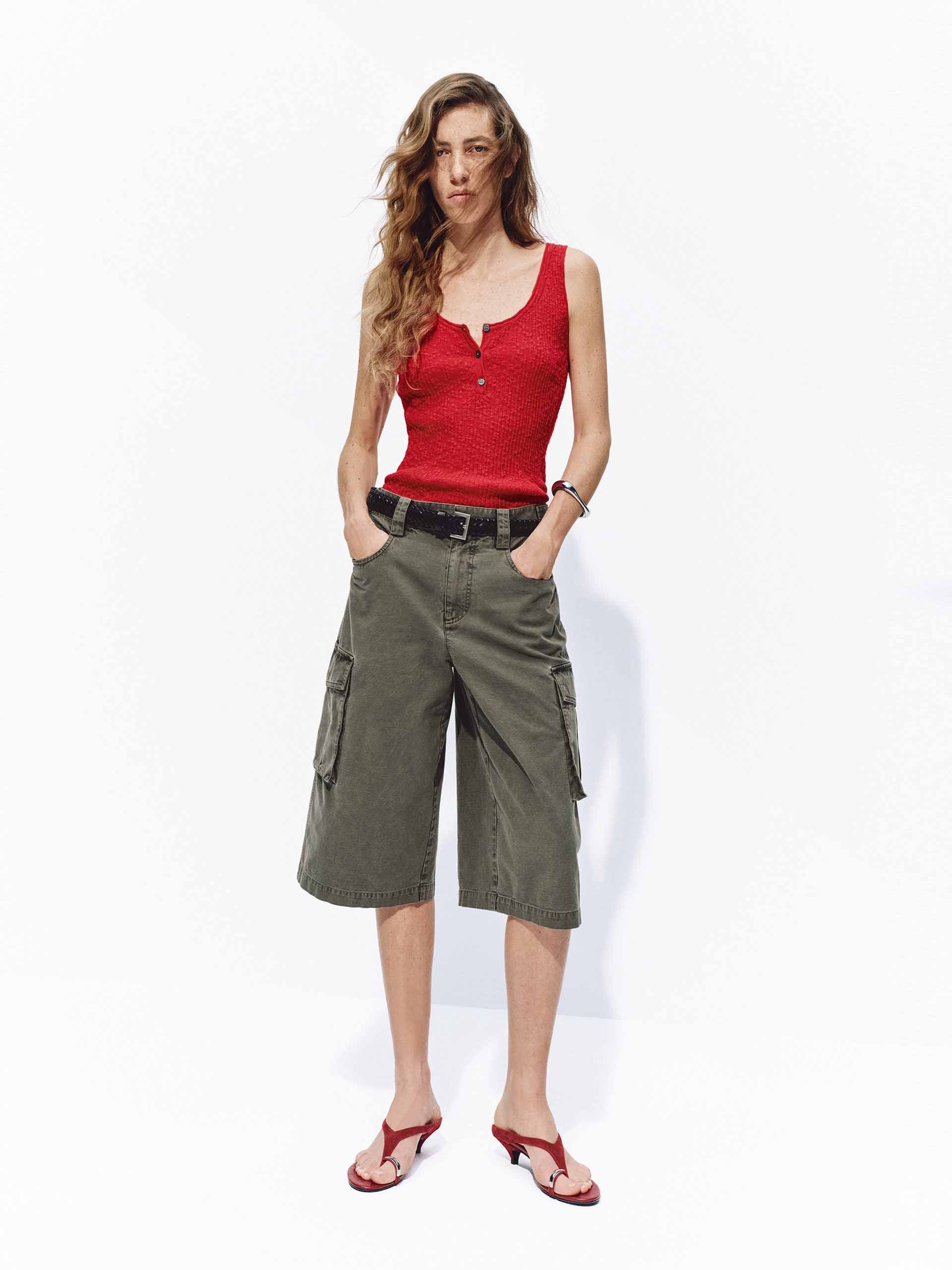 Half Button Cotton Knit Tank - Image 2