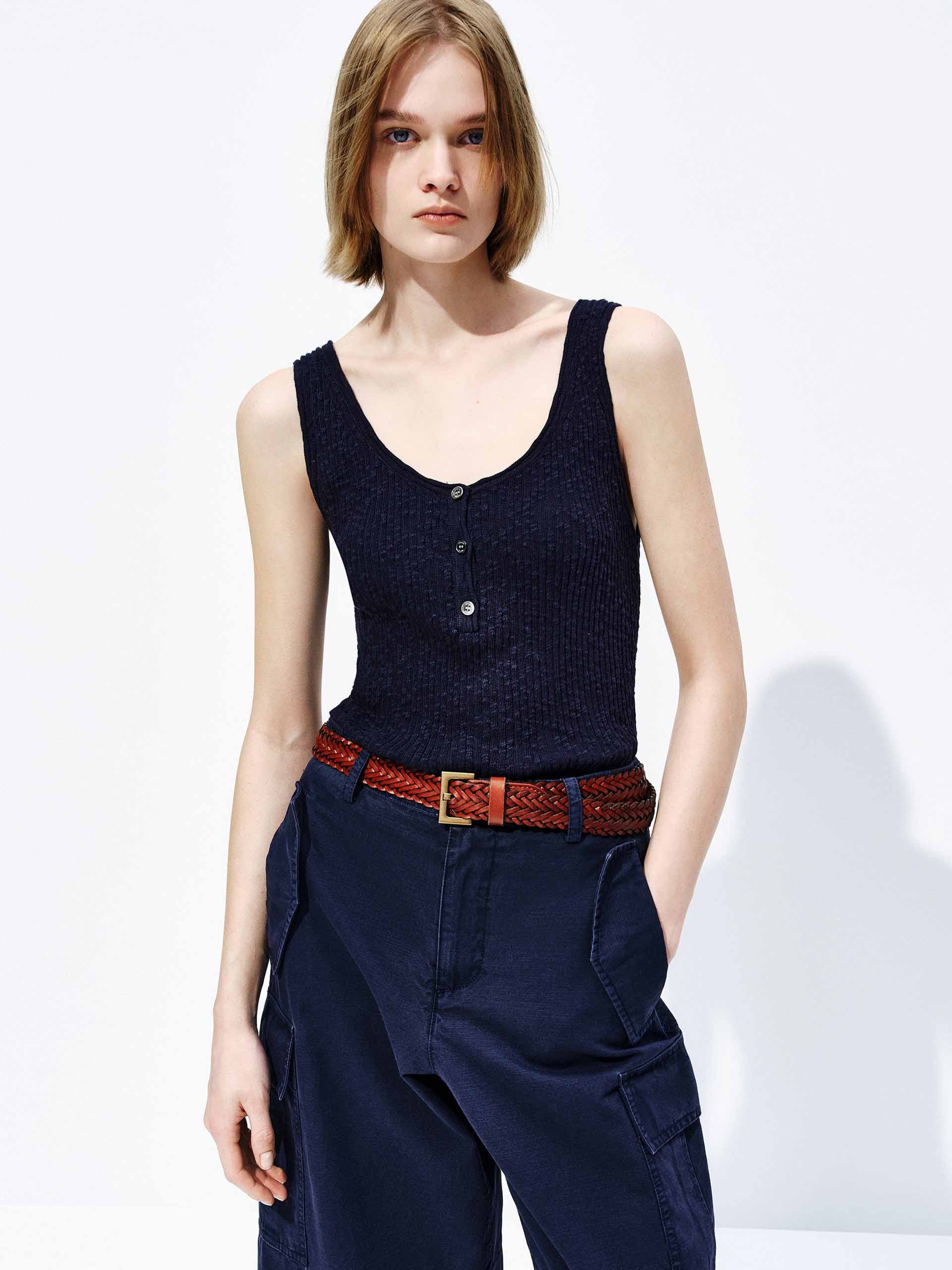 Half Button Cotton Knit Tank - Image 21
