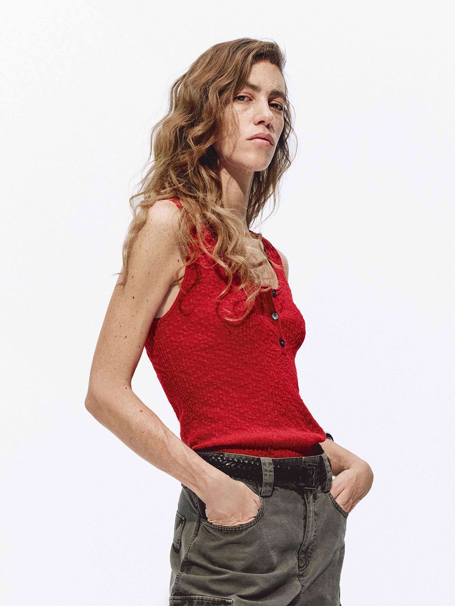 Half Button Cotton Knit Tank - Image 7