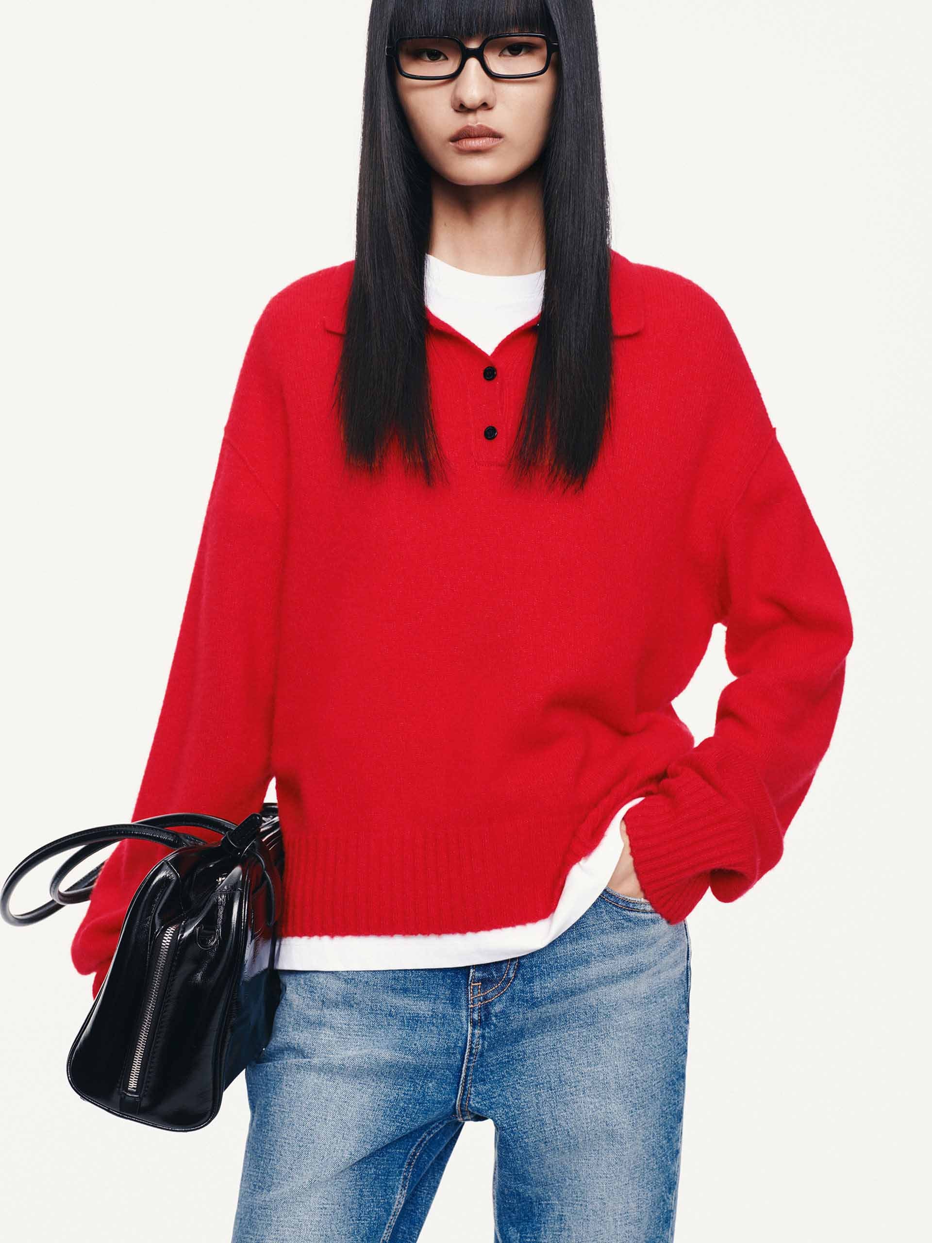 Half Button Knitted Sweater - Image 17