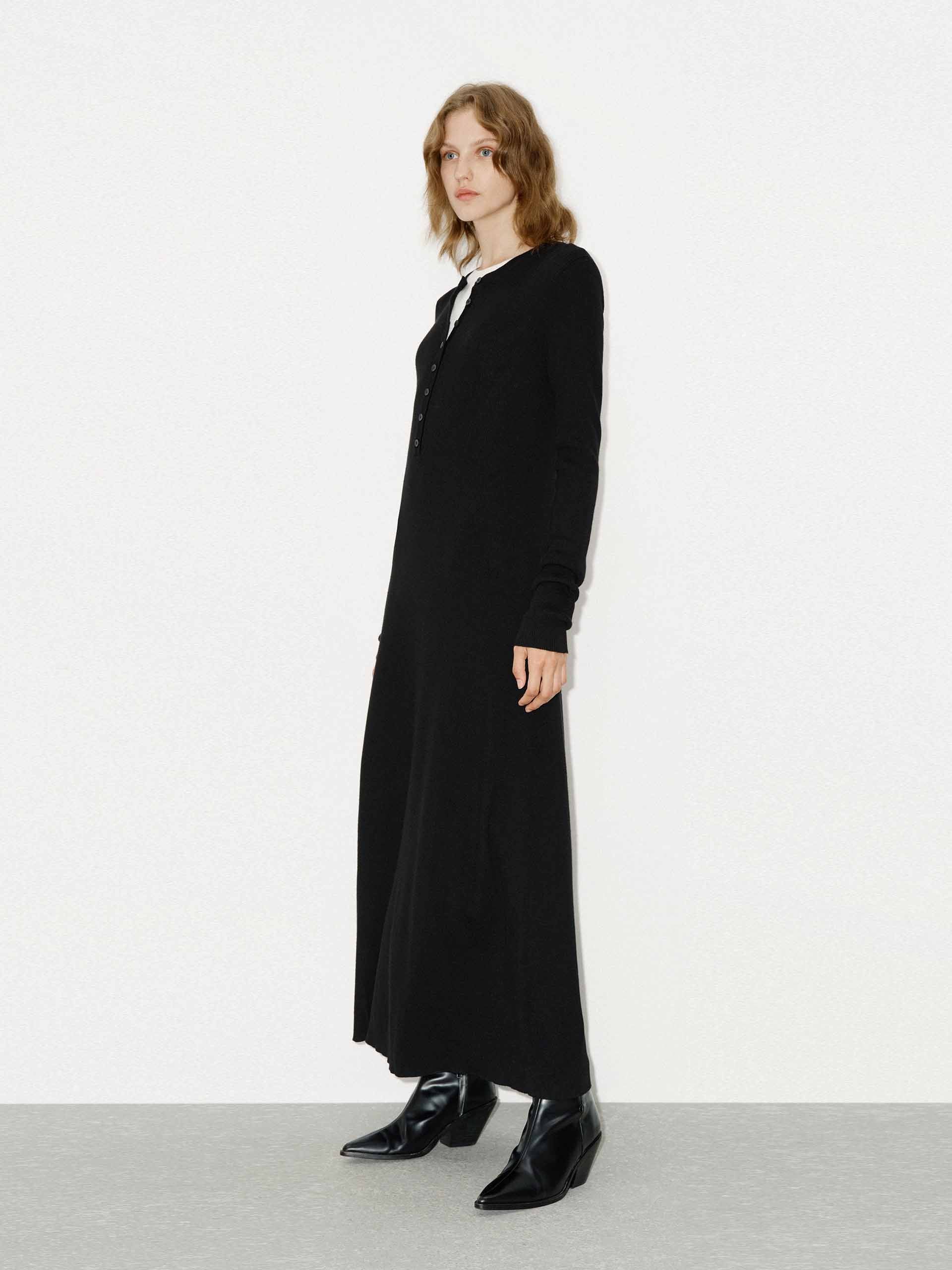 Half Button Wool Dress - Image 8