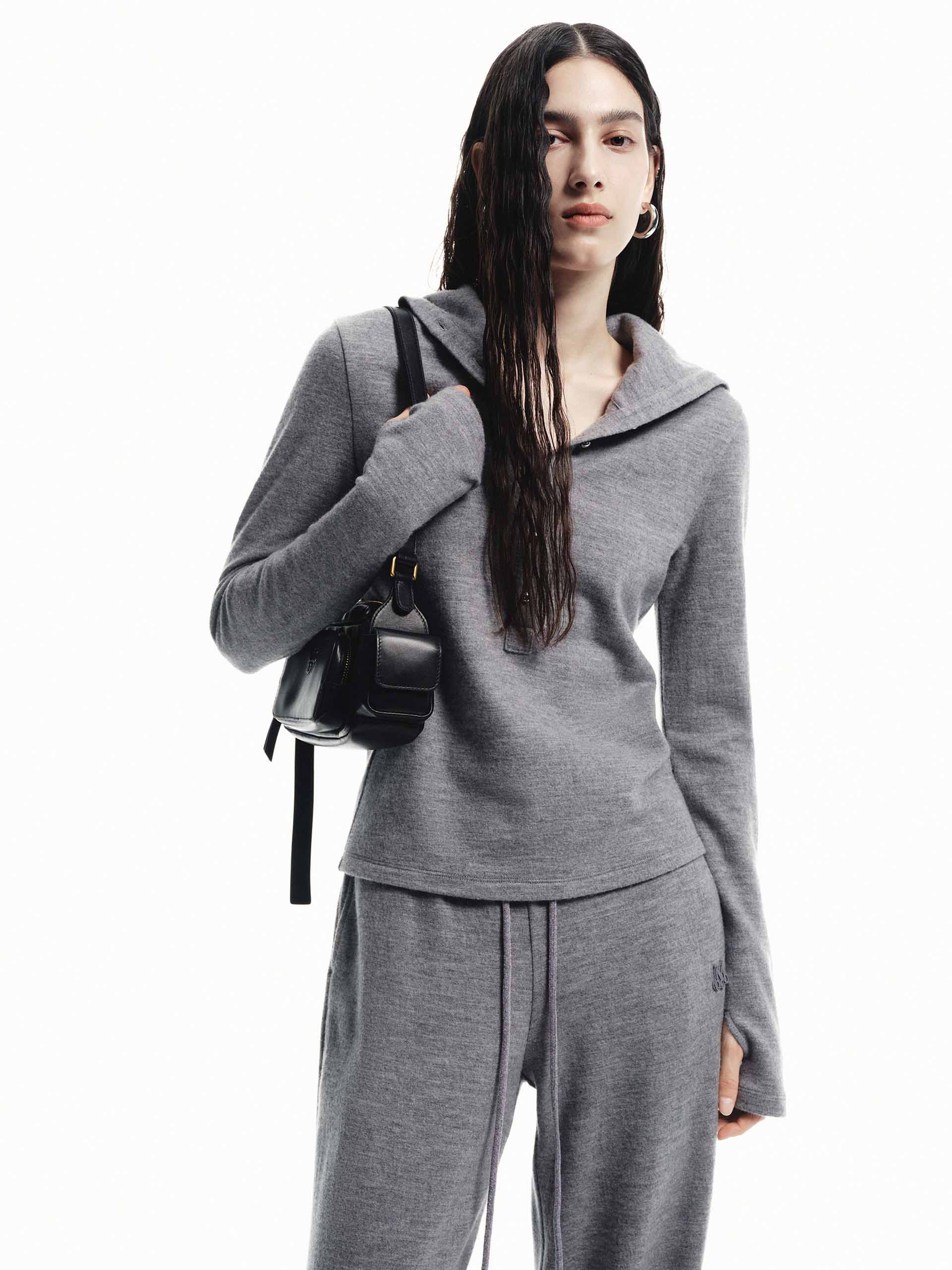 Half Button Wool Top