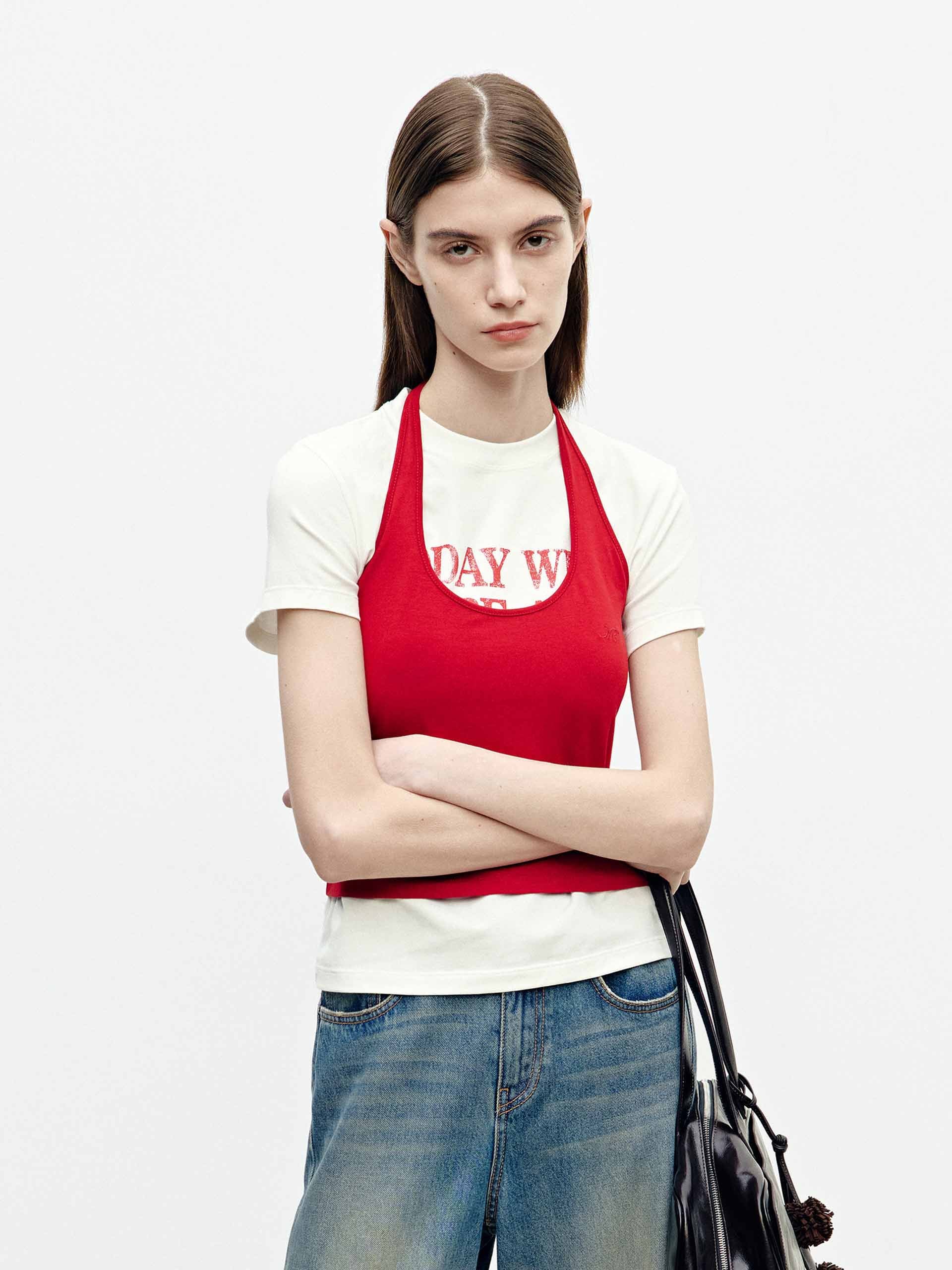 Halterneck Cotton Tank Top