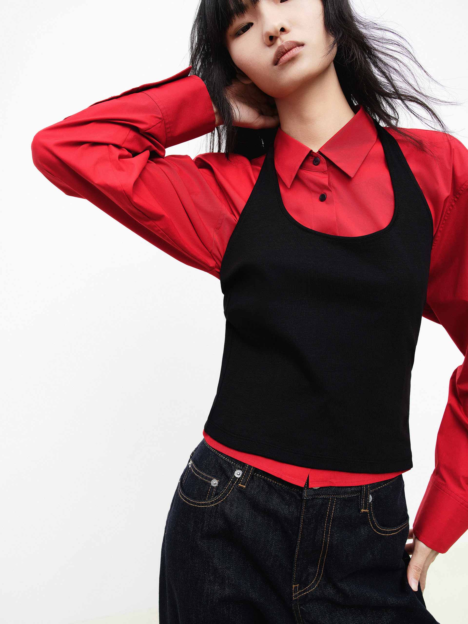Halterneck Cotton Tank Top - Image 16