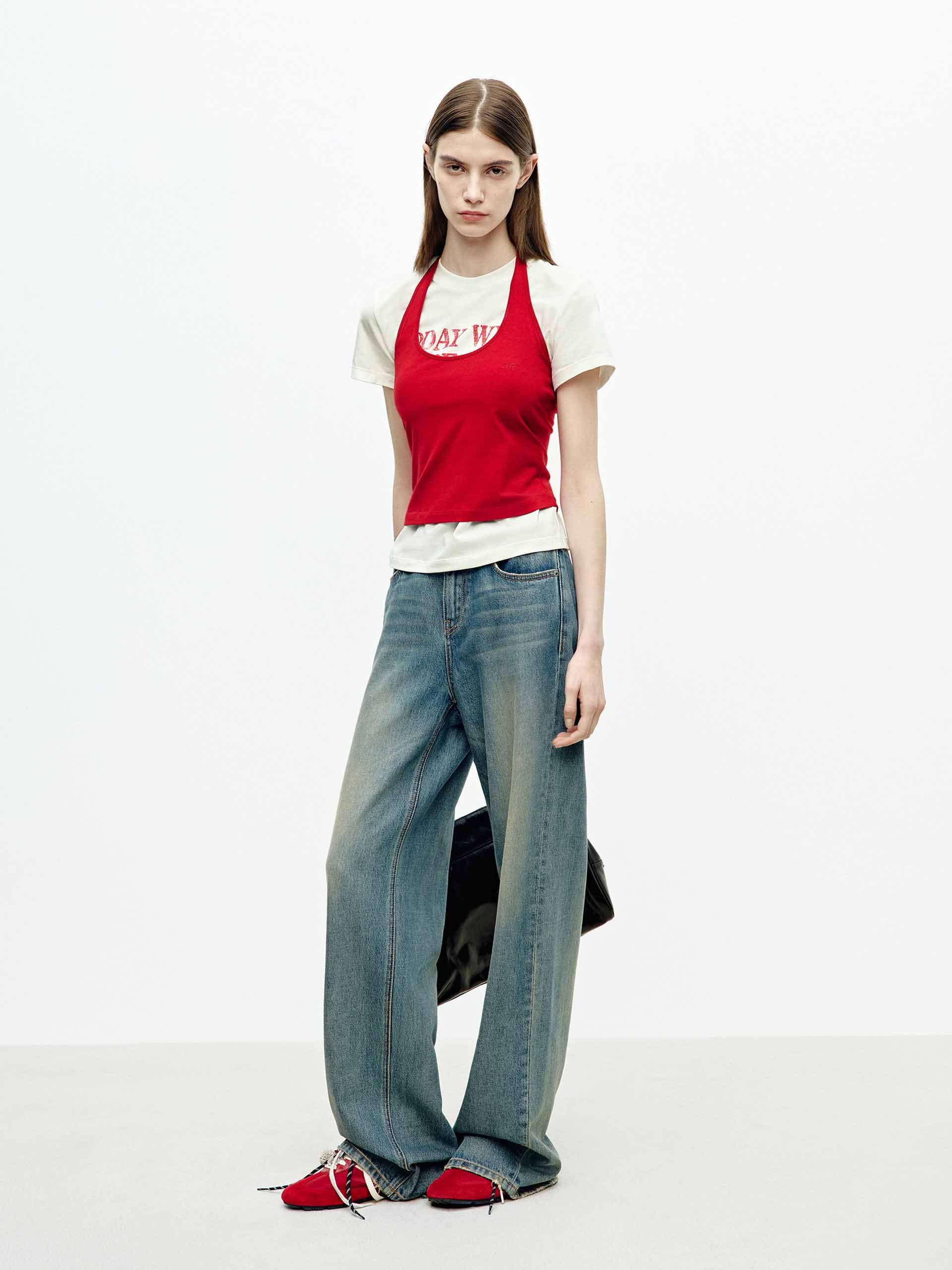 Halterneck Cotton Tank Top - Image 2