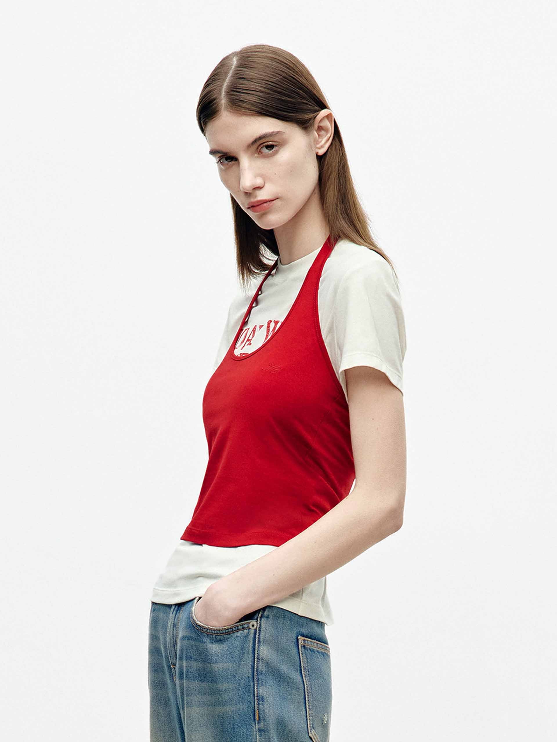 Halterneck Cotton Tank Top - Image 3