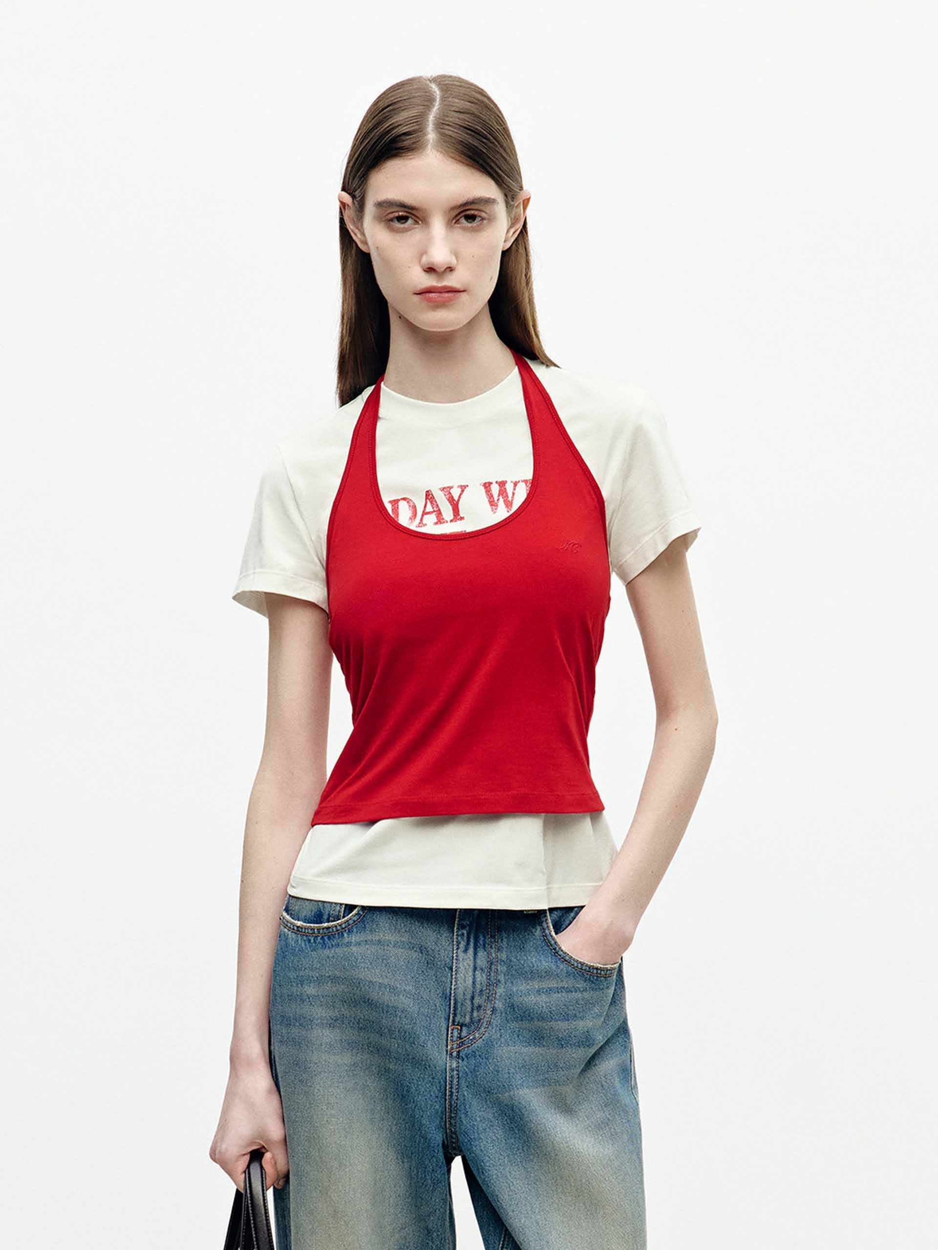 Halterneck Cotton Tank Top - Image 7