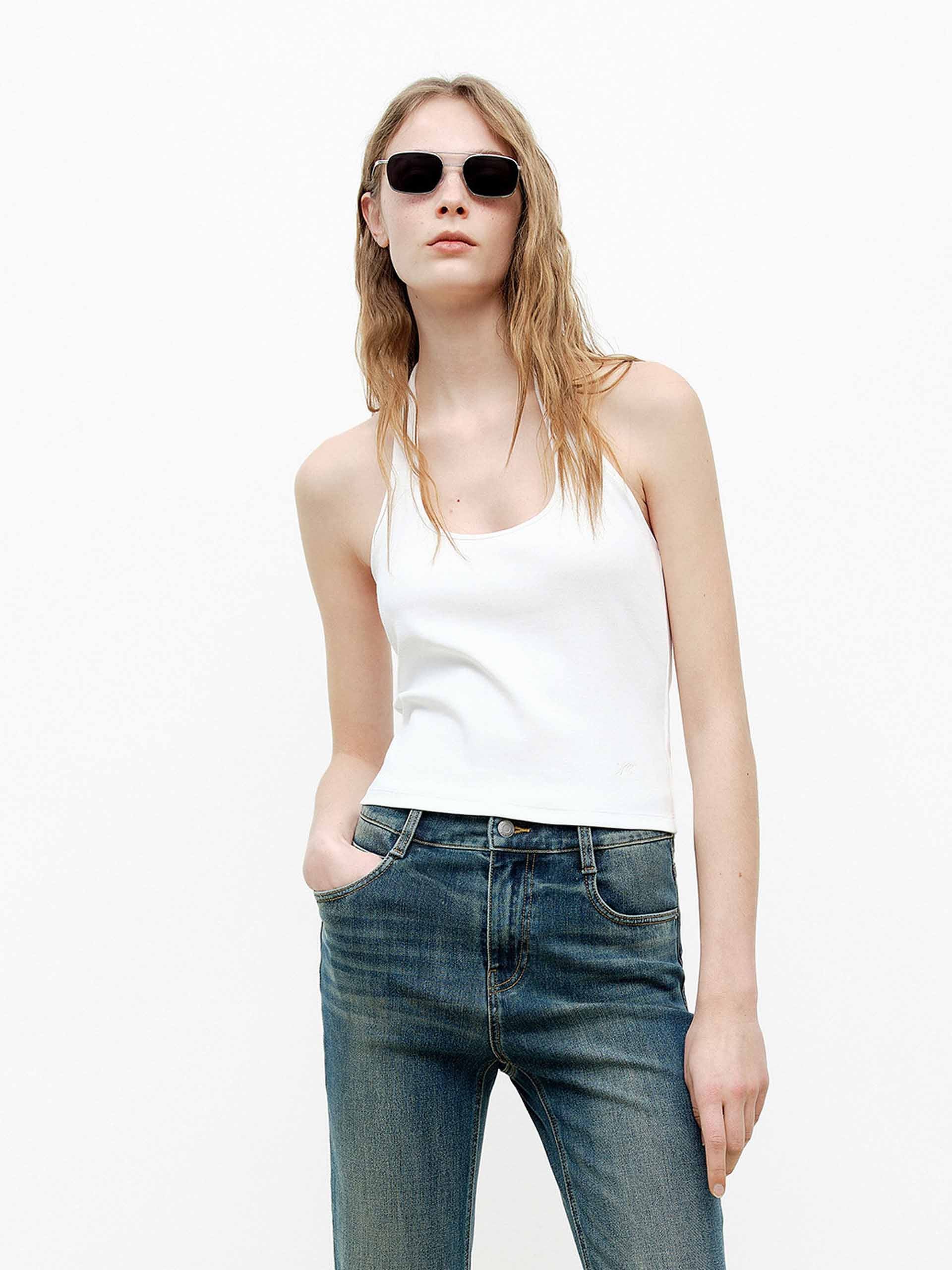 Halterneck Cotton Tank Top - Image 8