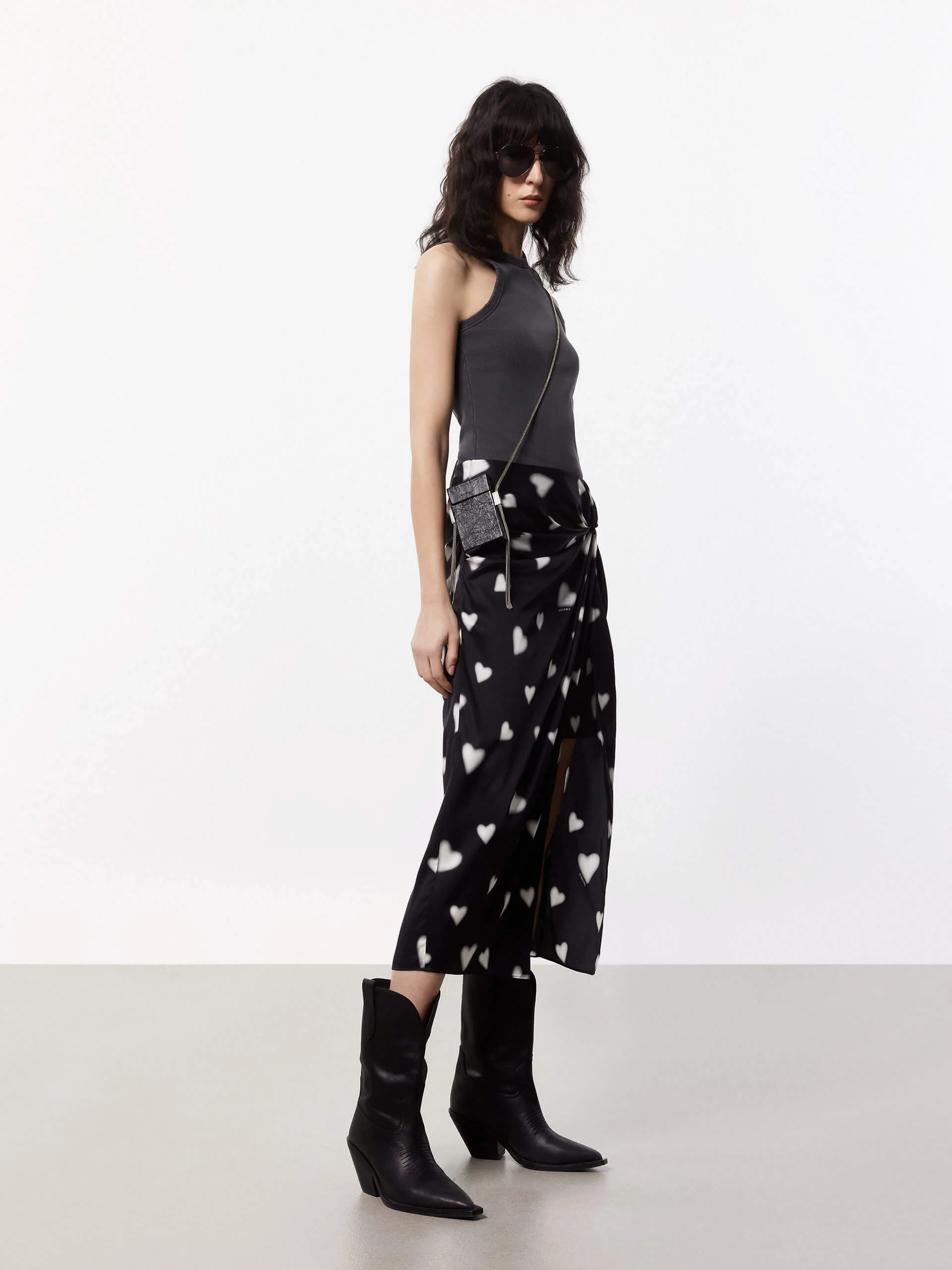 Heart Pattern Slit Skirt - Image 2