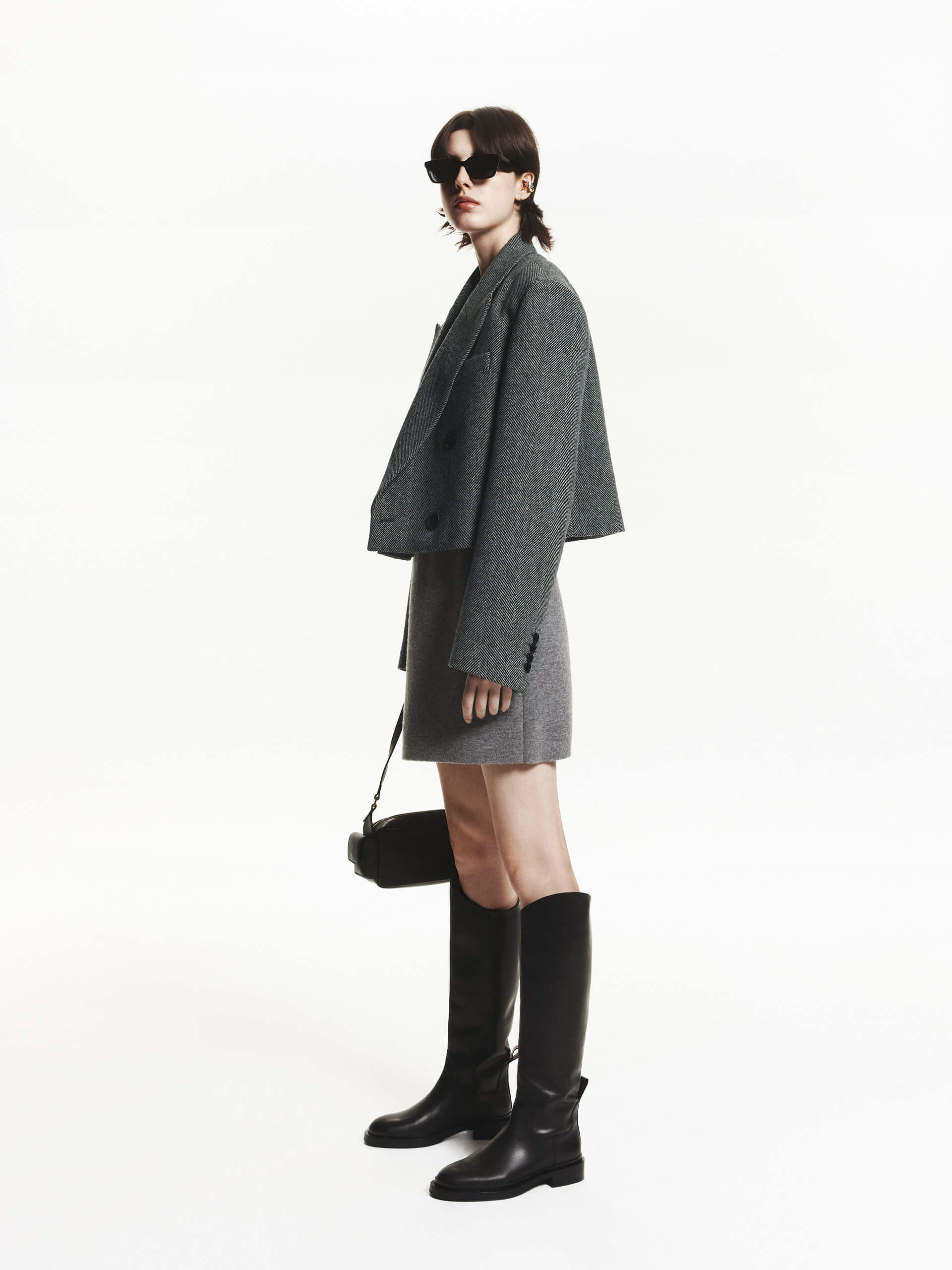 Herringbone Cropped Blazer - Image 7