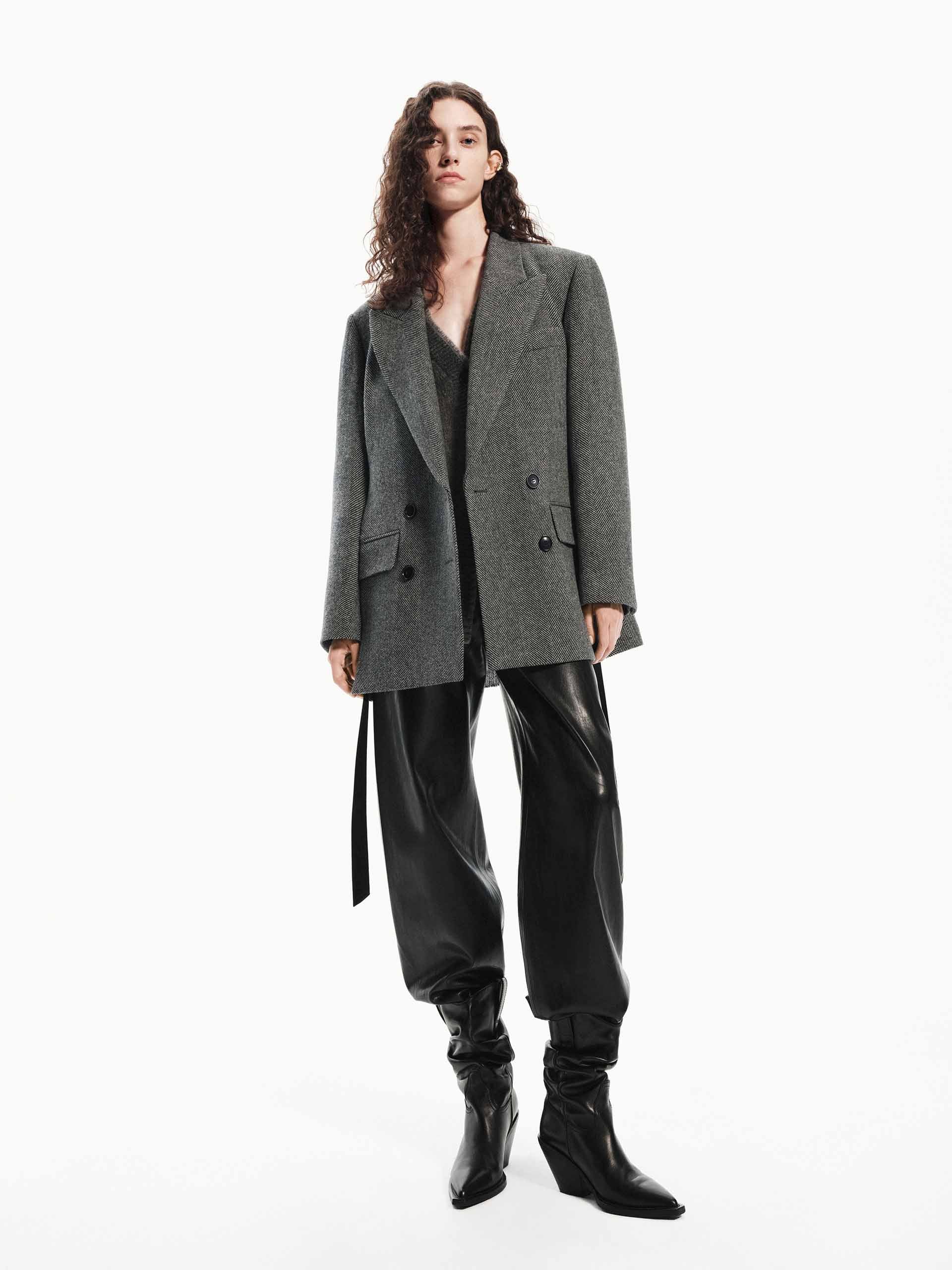 Herringbone Structured Coat - Image 2