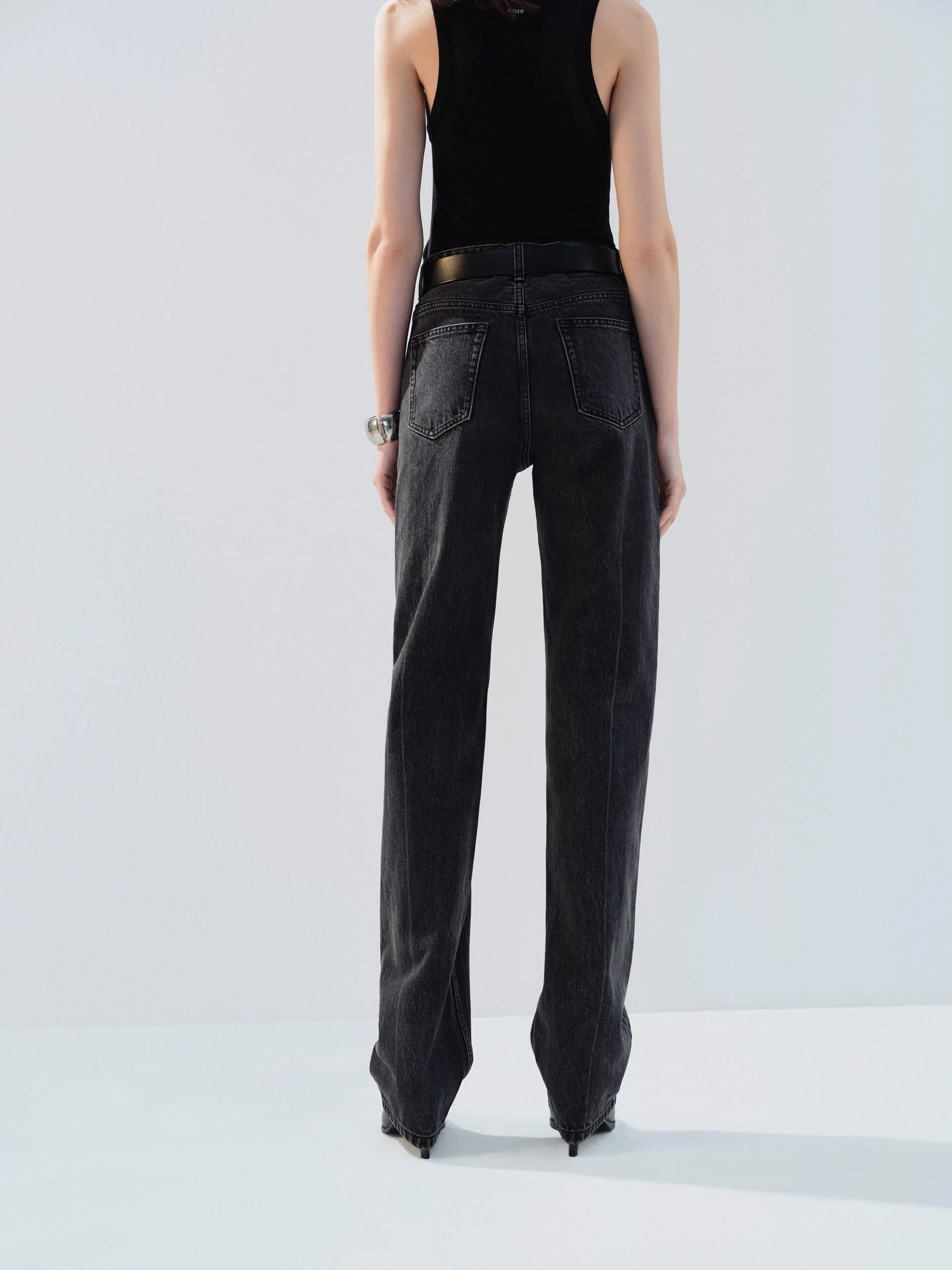 High Waist Black Straight Jeans - Image 3