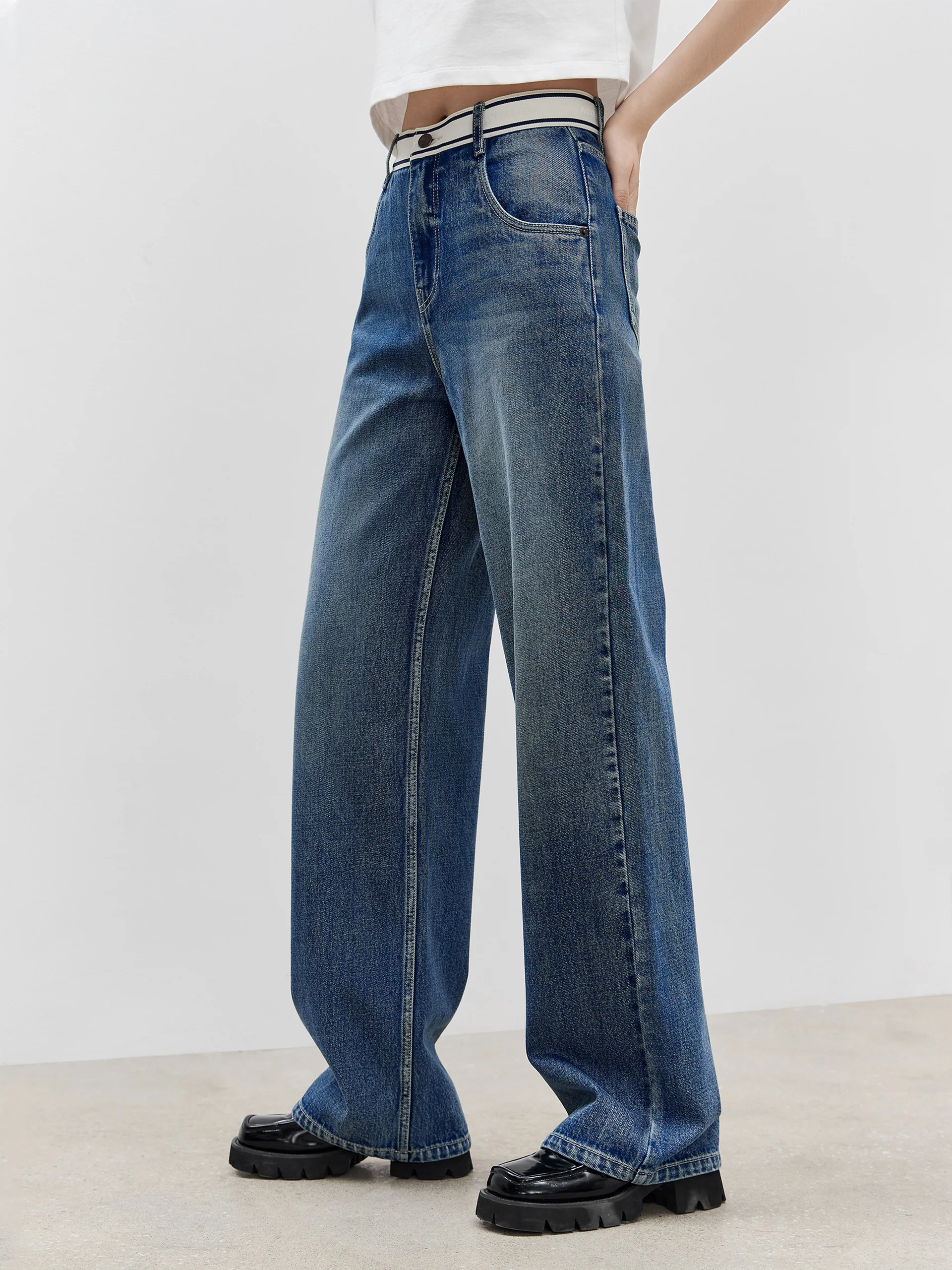 High Waist Straight Cotton Jeans - Image 4