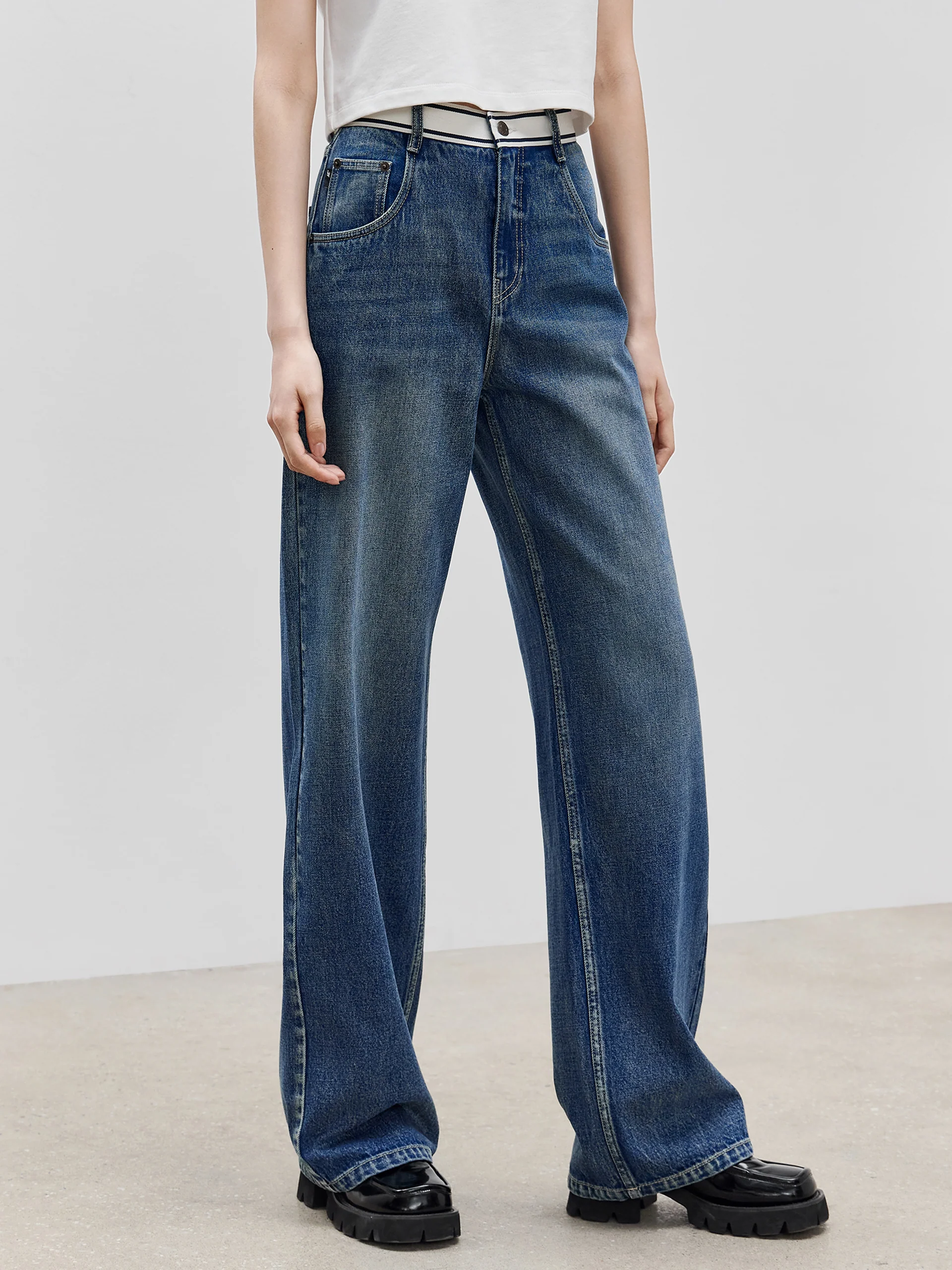 High Waist Straight Cotton Jeans - Image 5