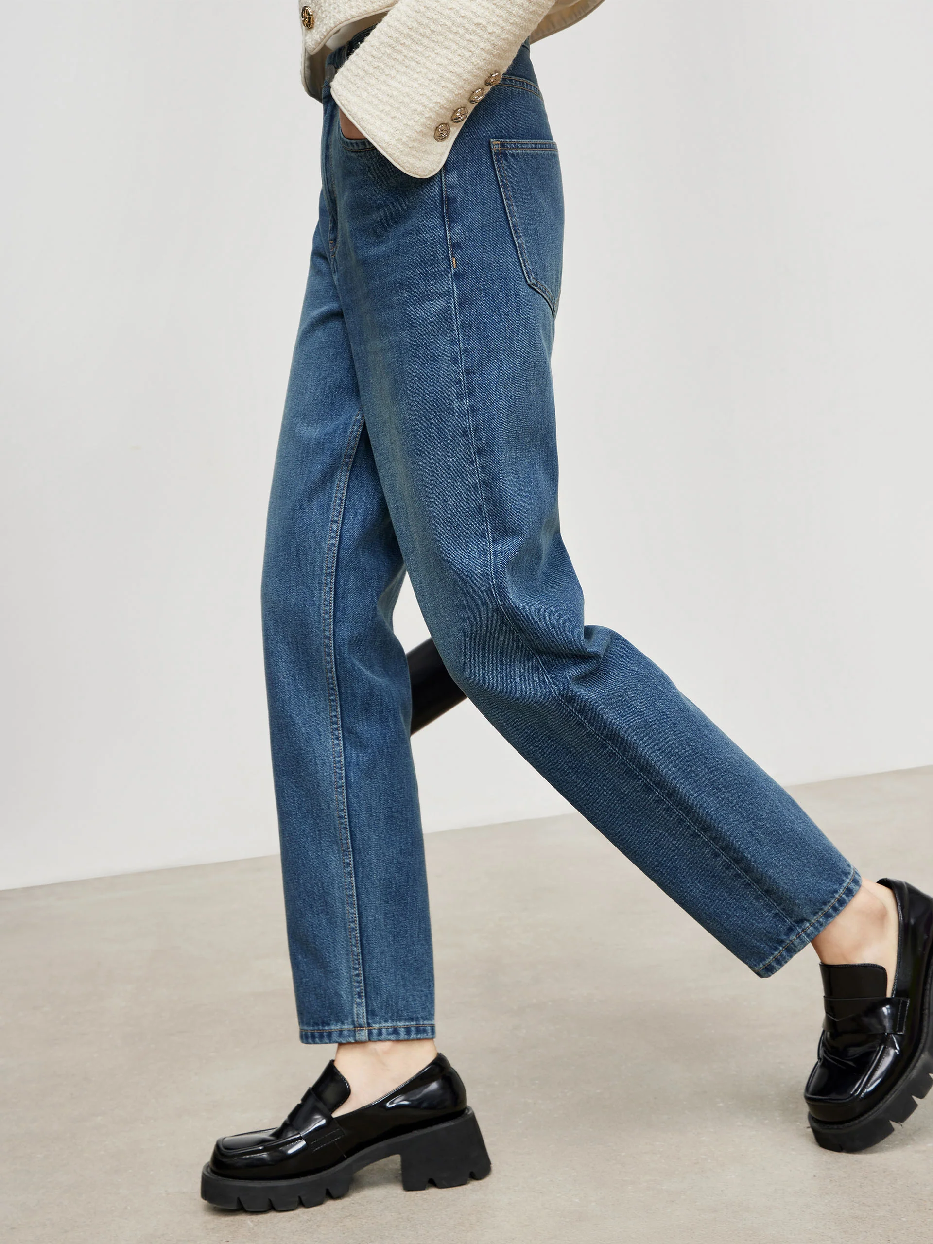 High Waist Straight Cotton Jeans - Image 5