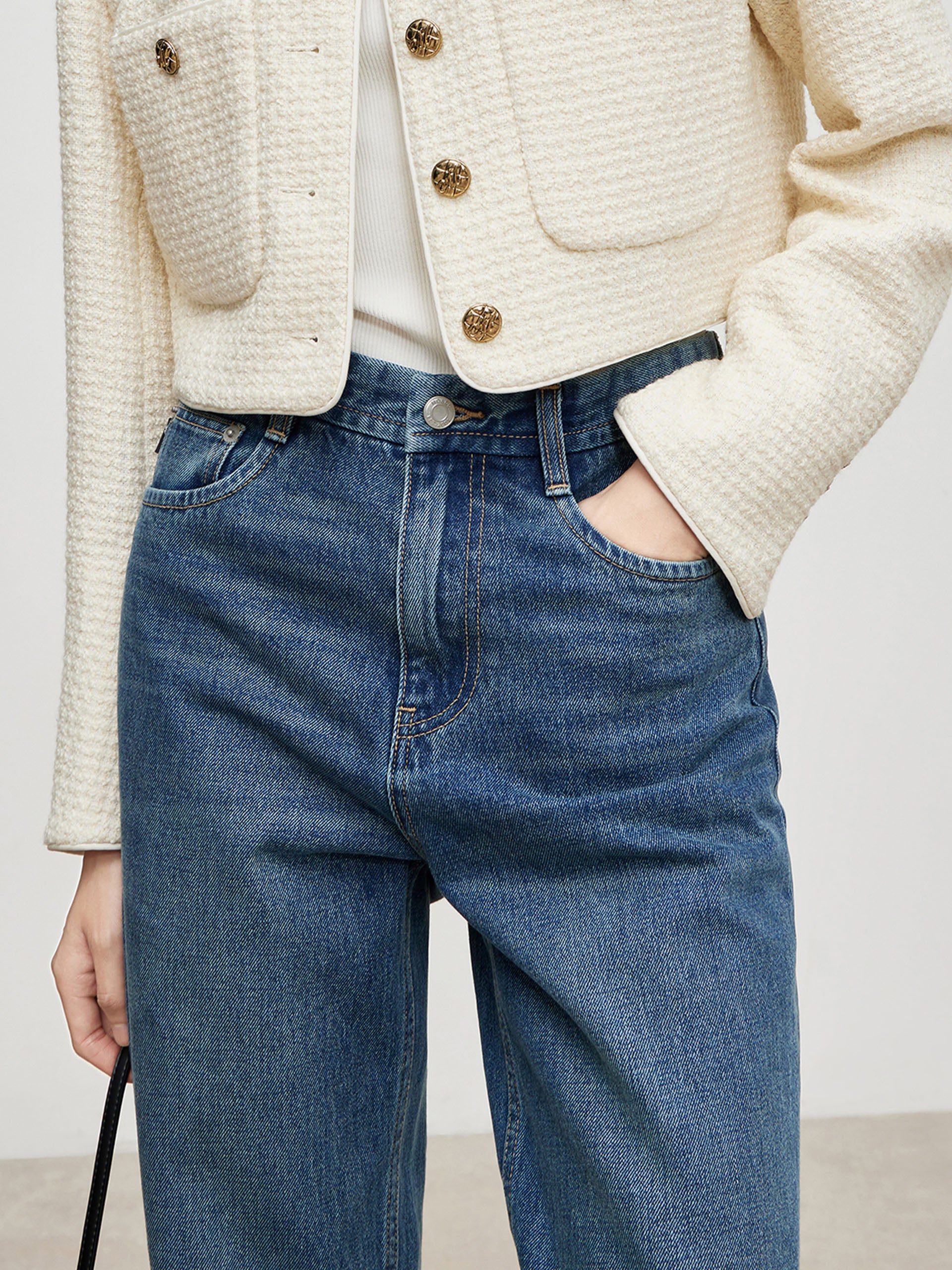 High Waist Straight Cotton Jeans - Image 6