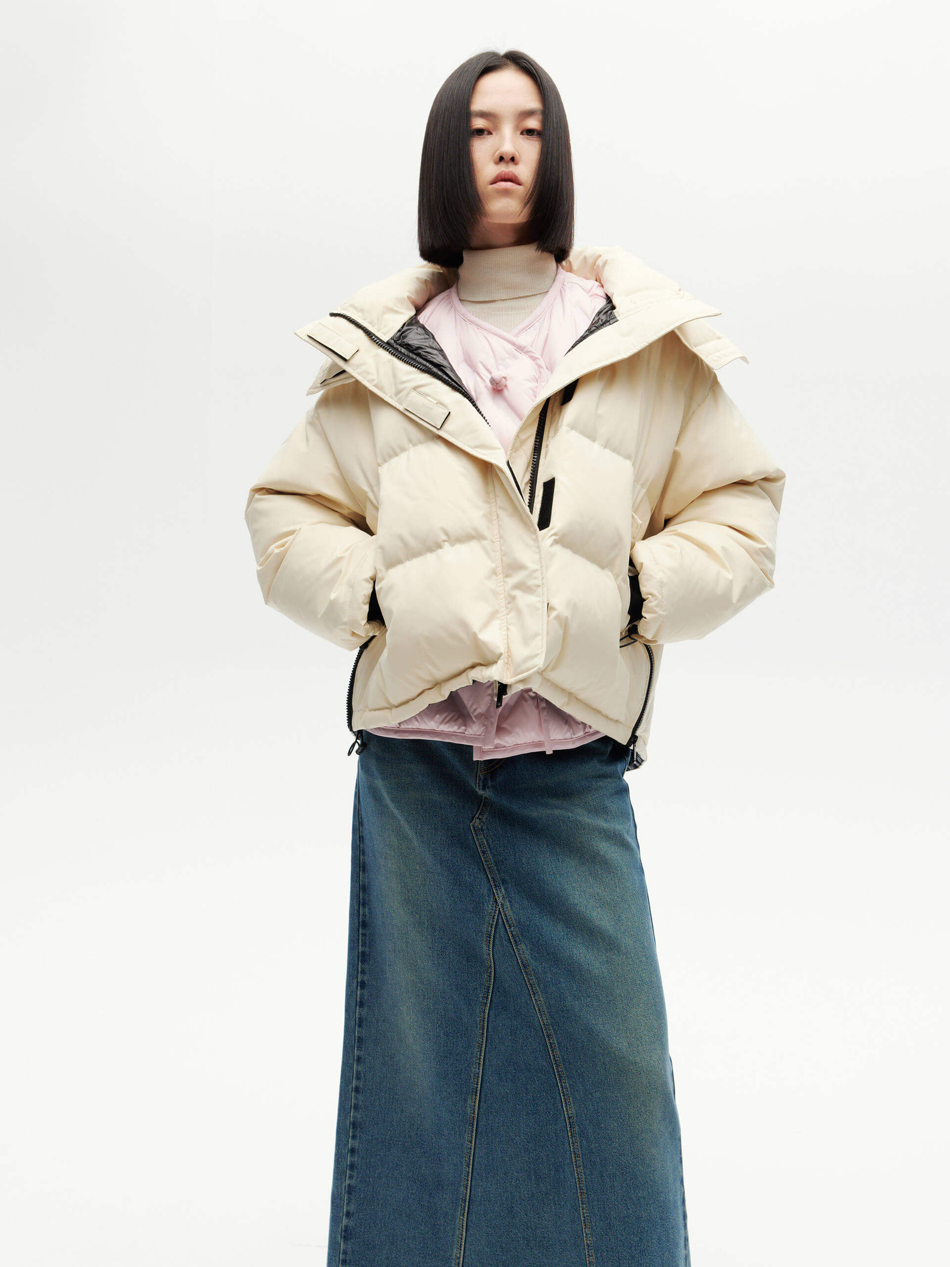 Hooded Short Down Jacket - Image 12