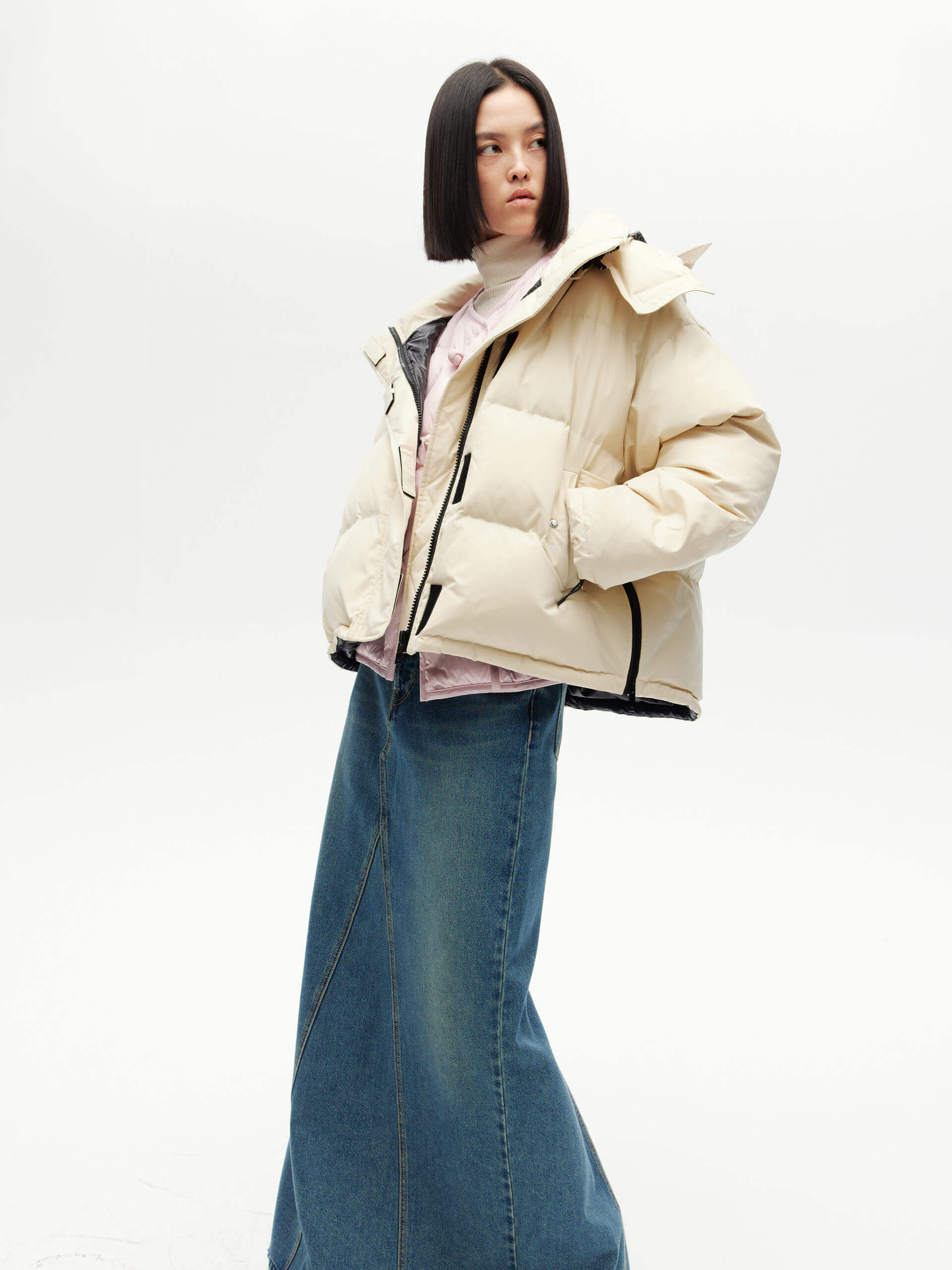 Hooded Short Down Jacket - Image 8
