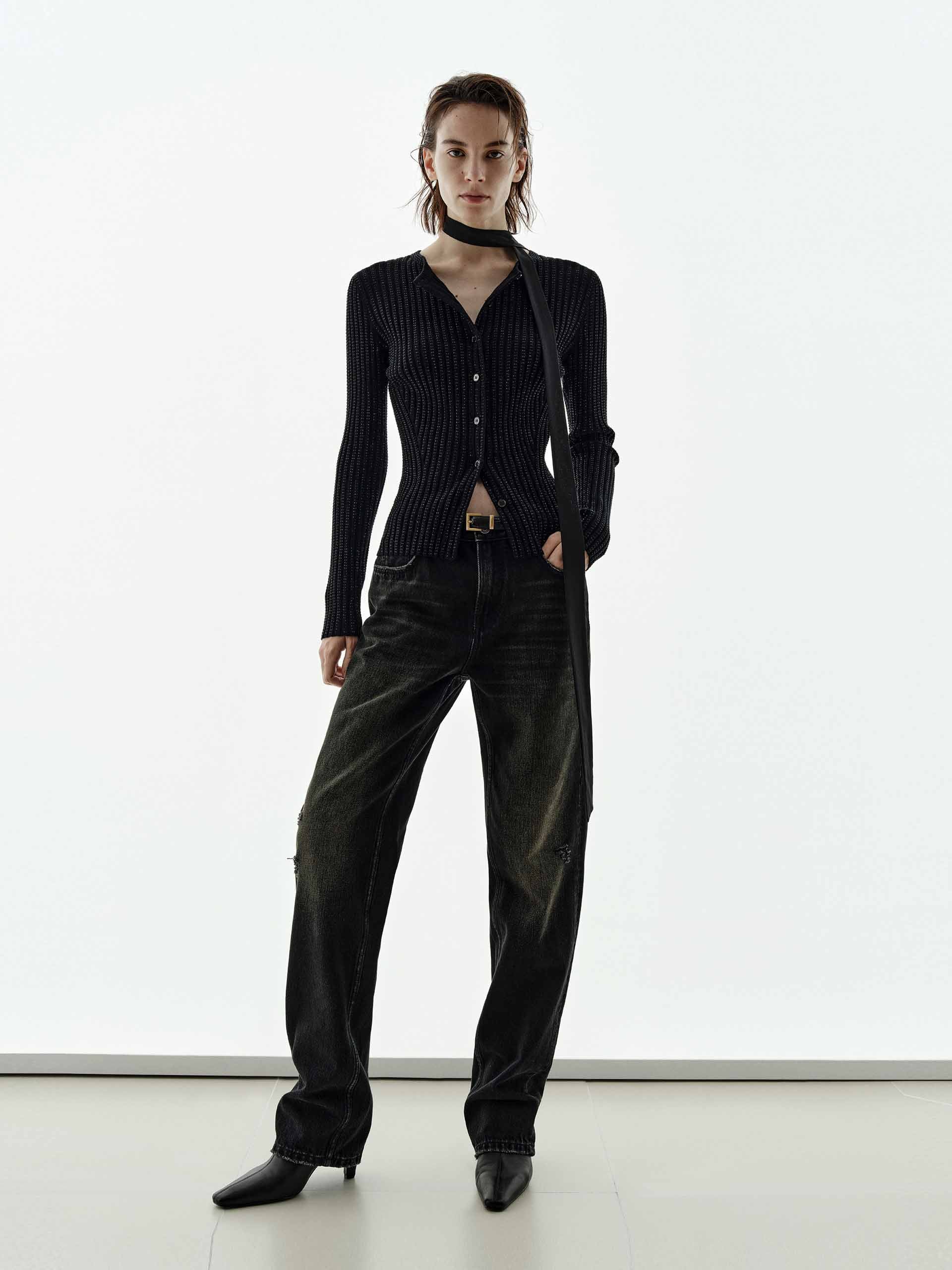 Hotfix Rhinestone Fitted Cardigan - Image 2