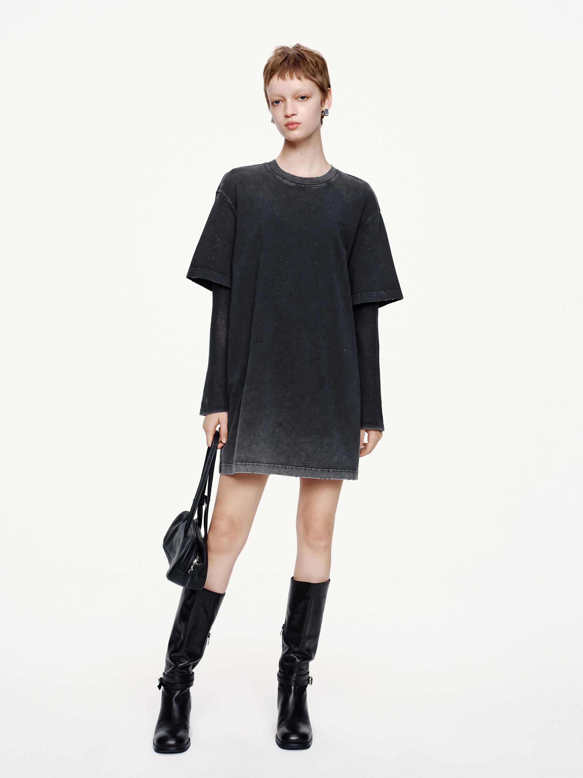 Hotfix Rhinestone T-shirt Dress - Image 10