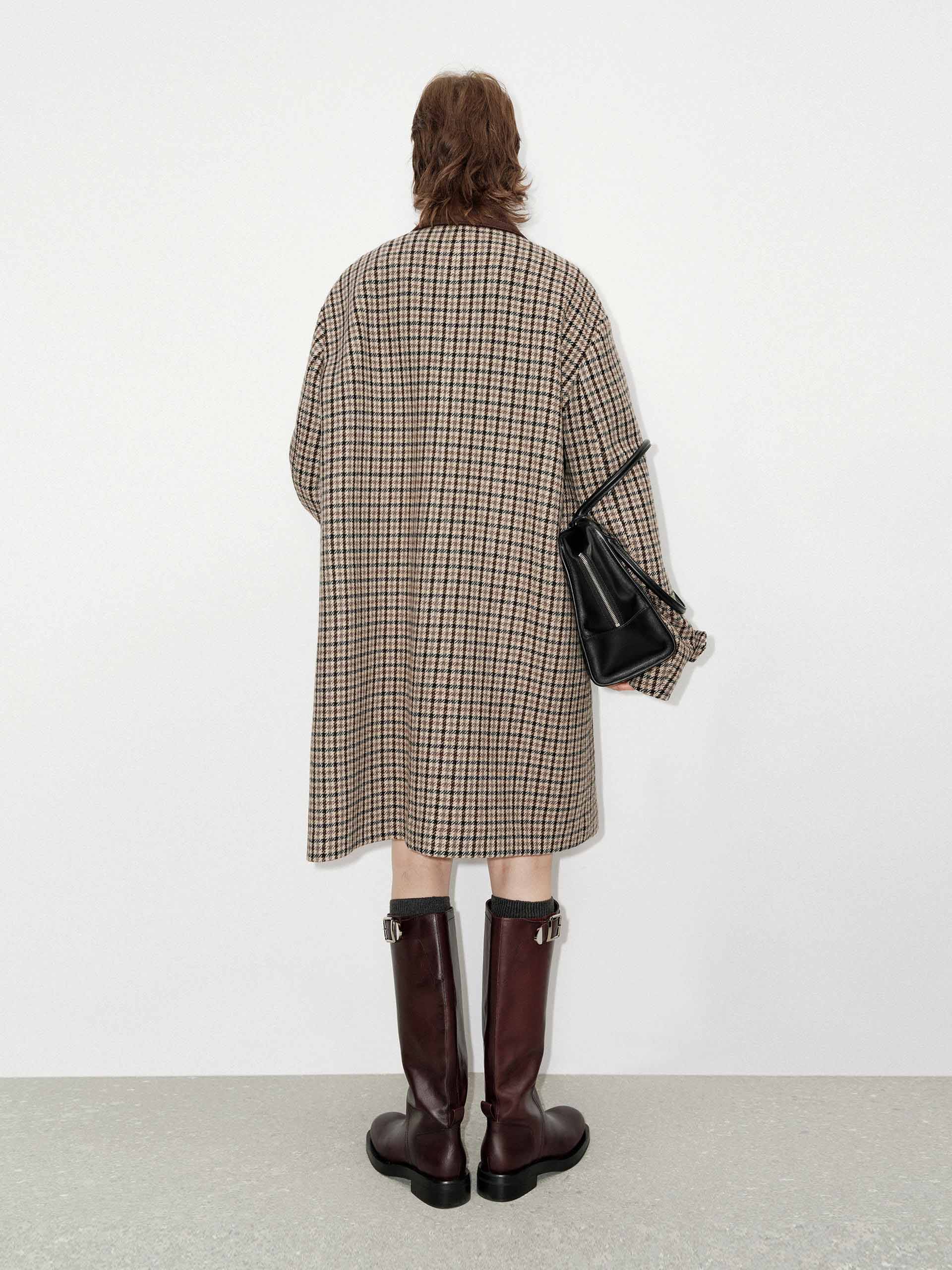 Houndstooth Wool Midi Coat - Image 3