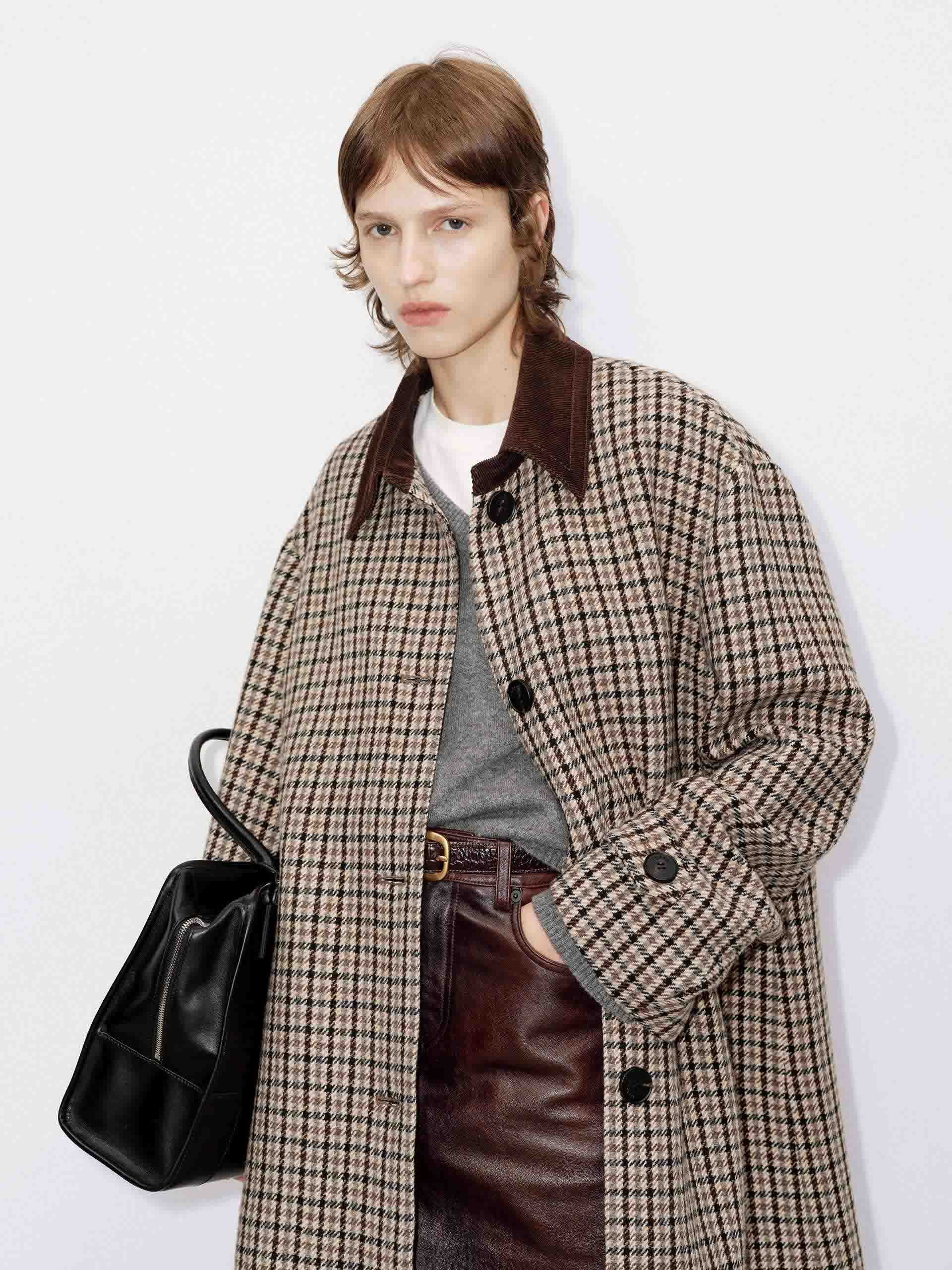Houndstooth Wool Midi Coat - Image 6