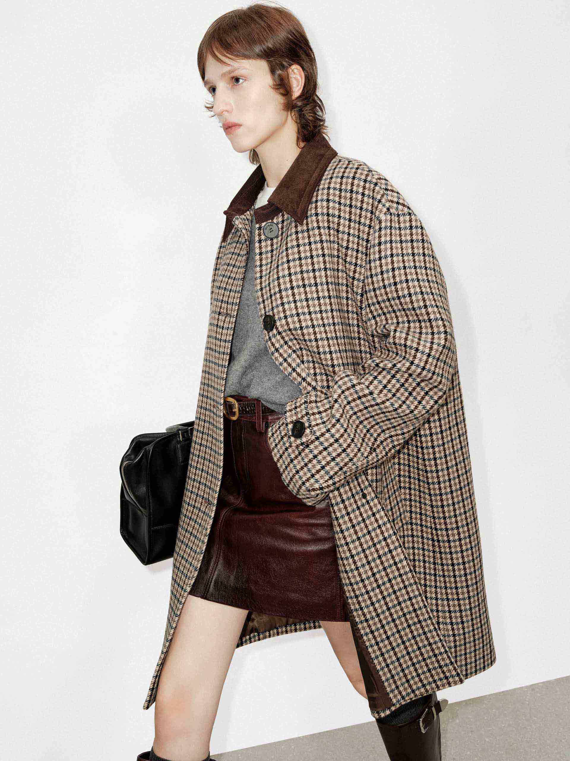 Houndstooth Wool Midi Coat - Image 7