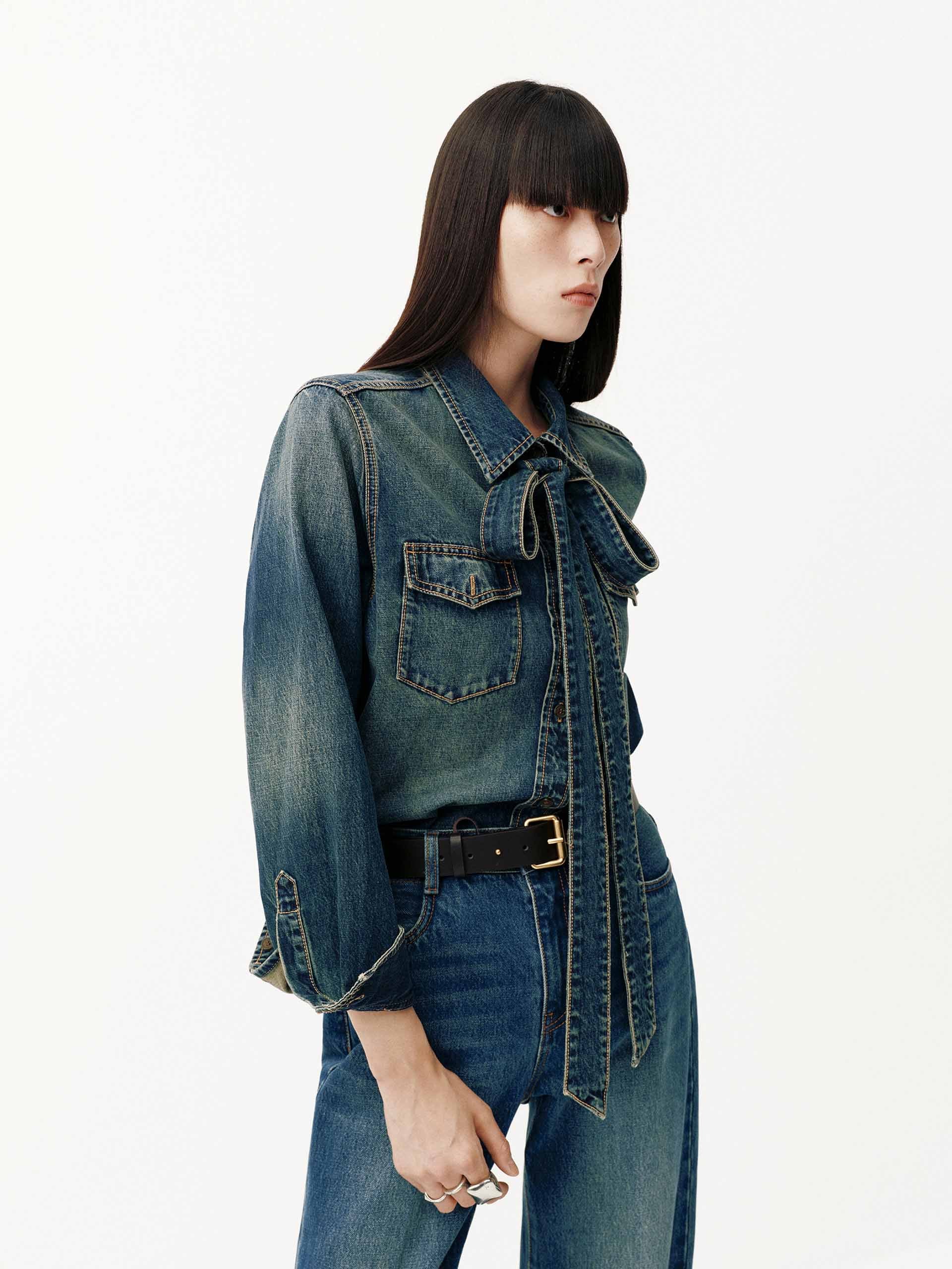 Include Necktie Denim Shirt - Image 7