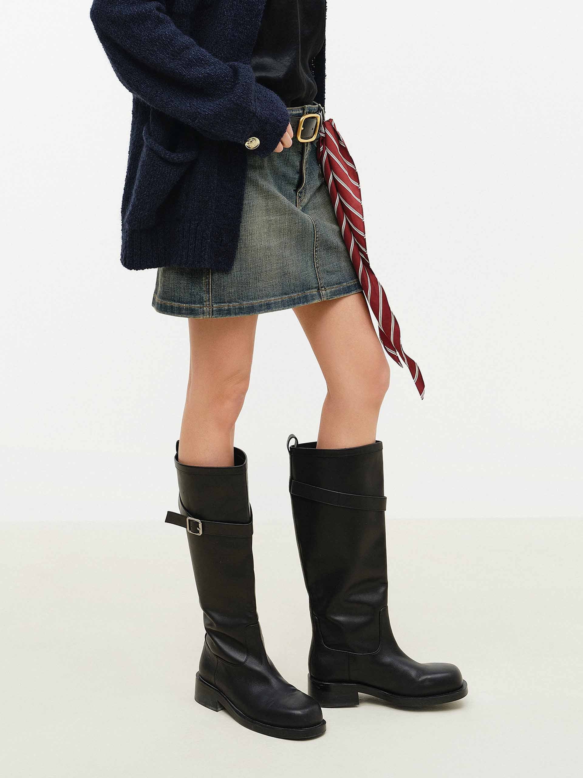 Included Scarf Denim Skirt - Image 3