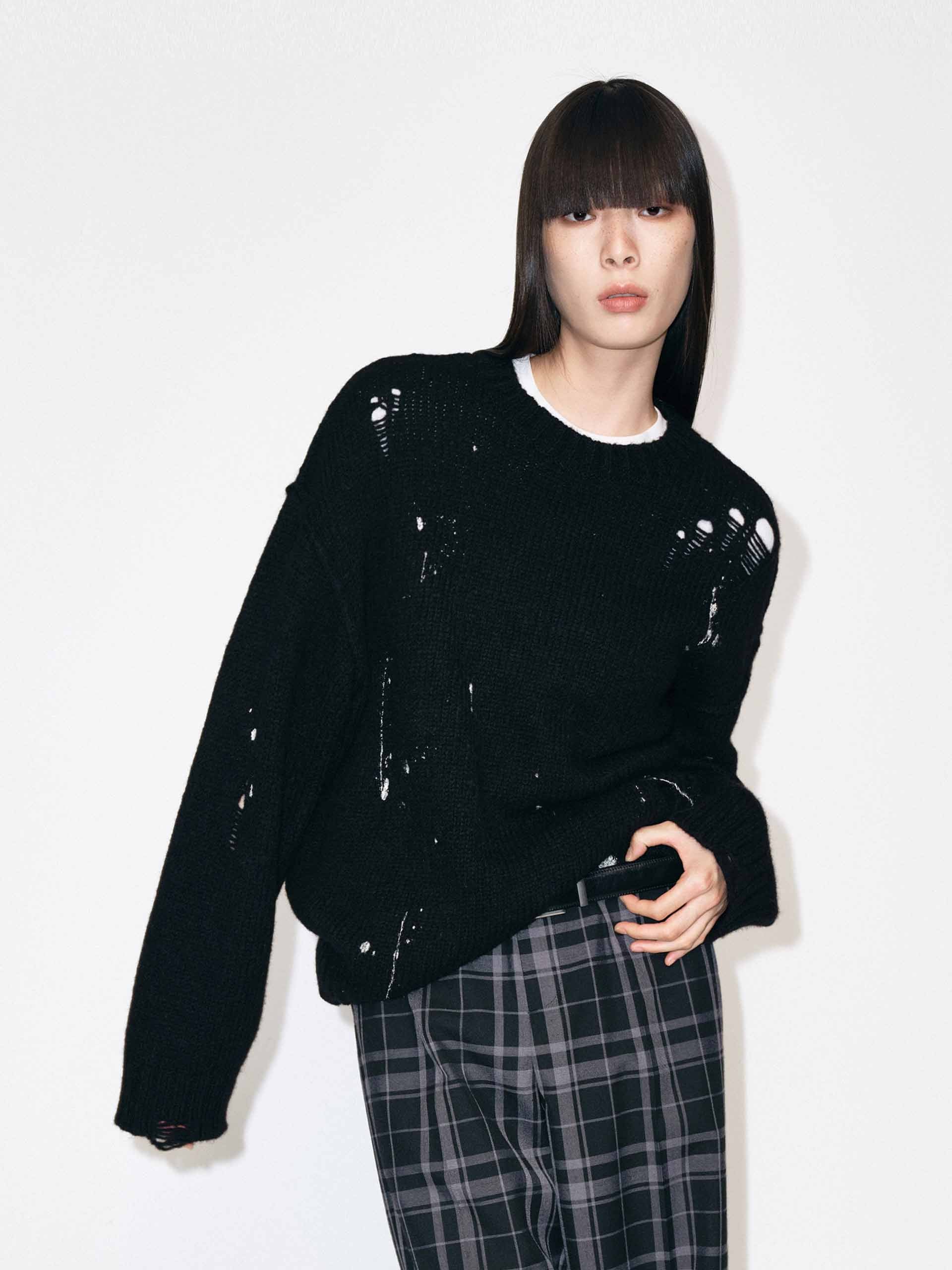 Ink Splashed Ripped Sweater - Image 3