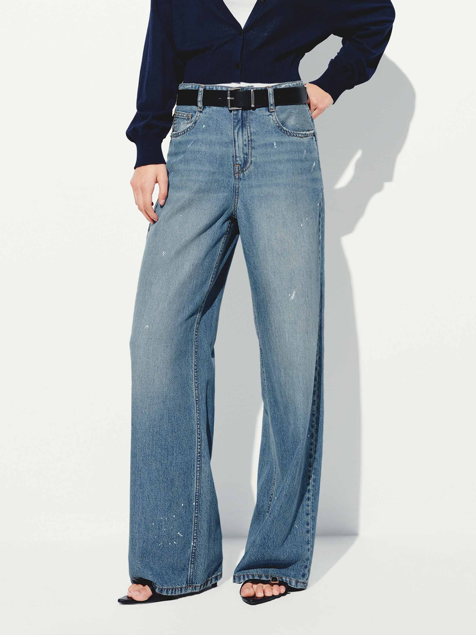 Ink-splashed Straight Jeans