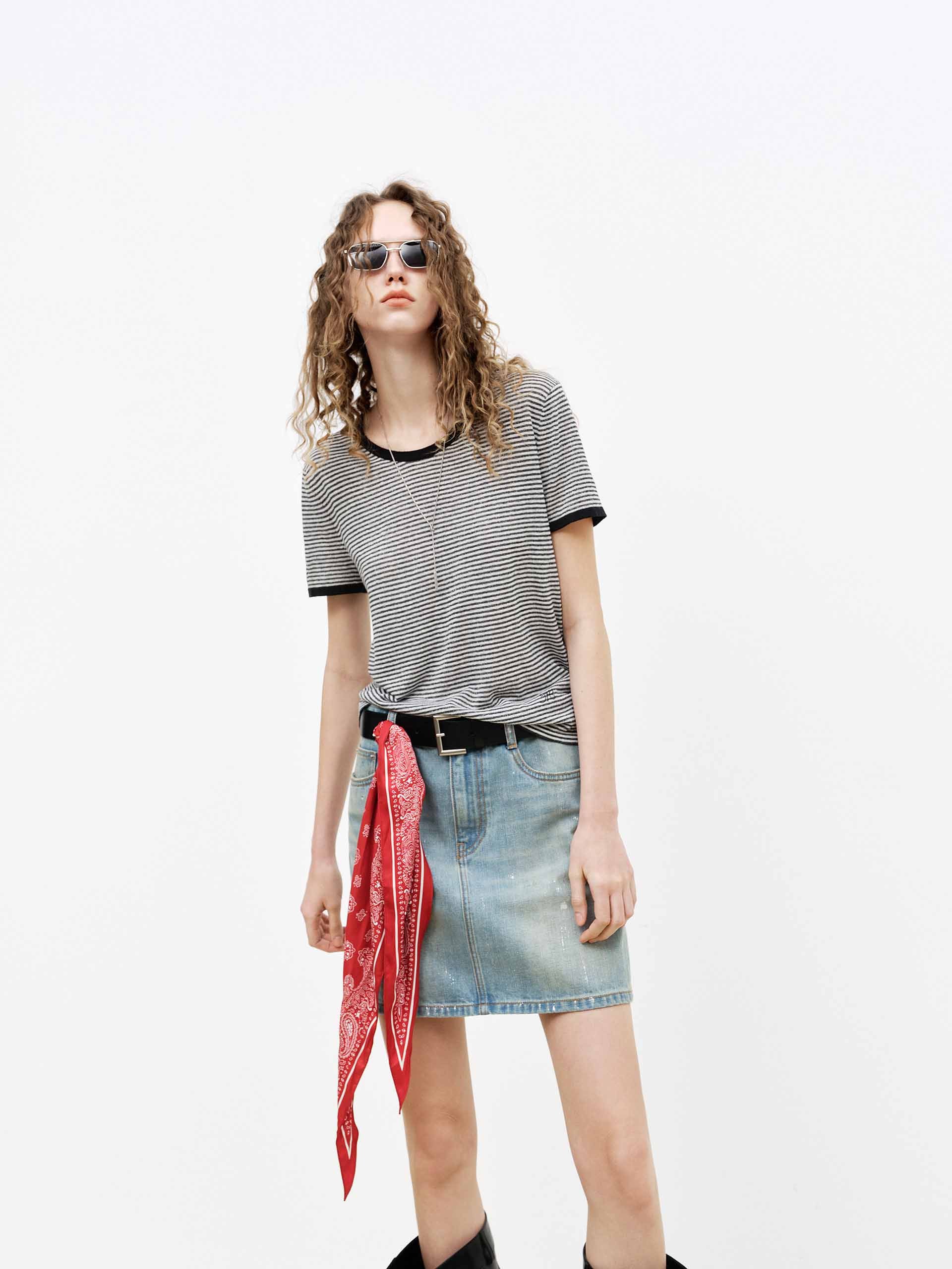 Ink-splatter Denim Mini Skirt - Image 5