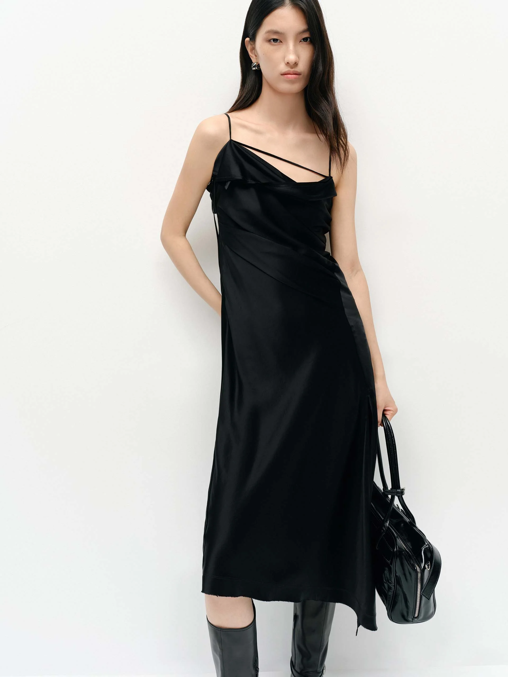 Irregular Hem Satin Dress - Image 6