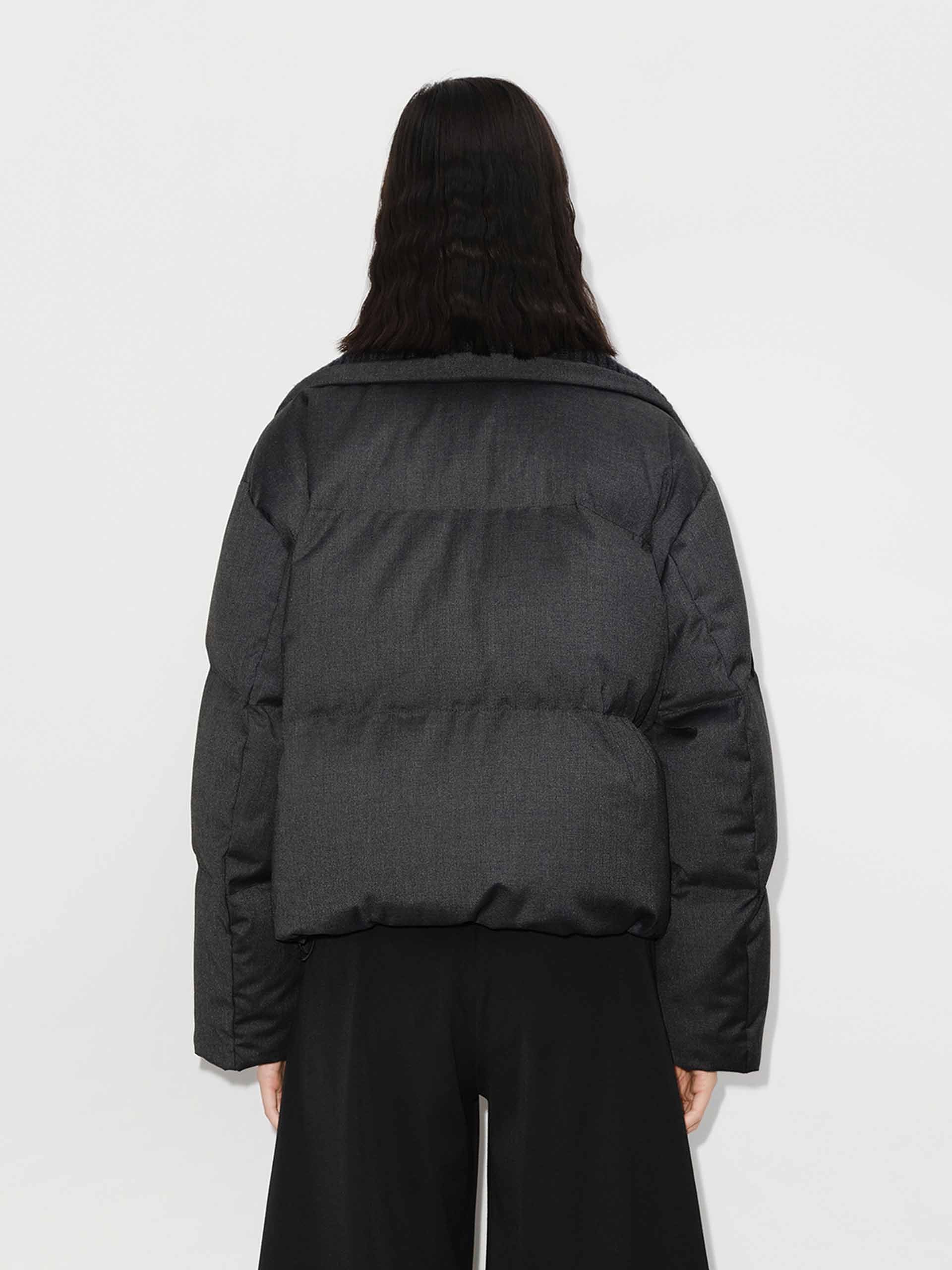 Knitted Collar Quilted Jacket - Image 3
